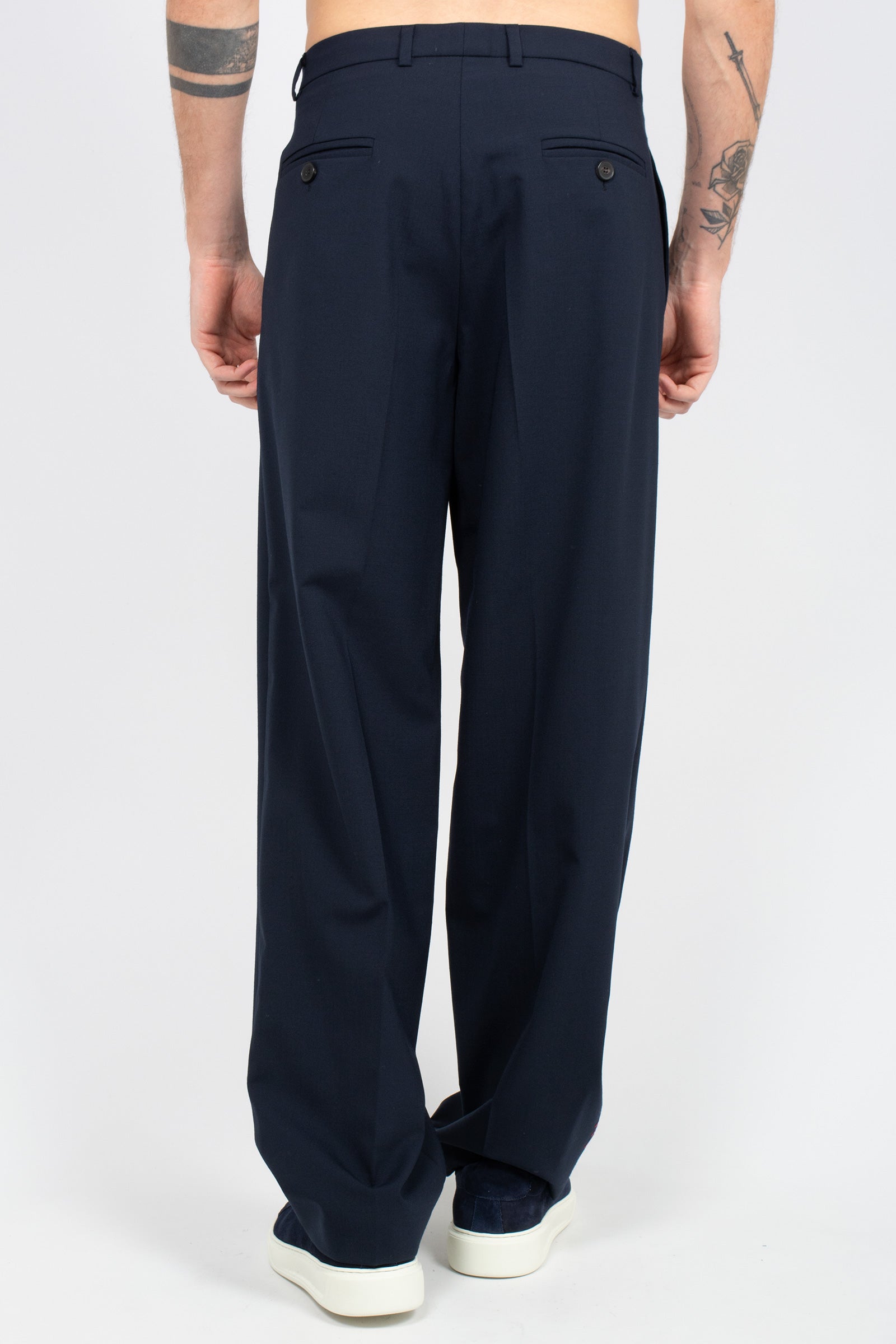 pantalone in misto lana B6AB0041 BLUE AMARANTO 