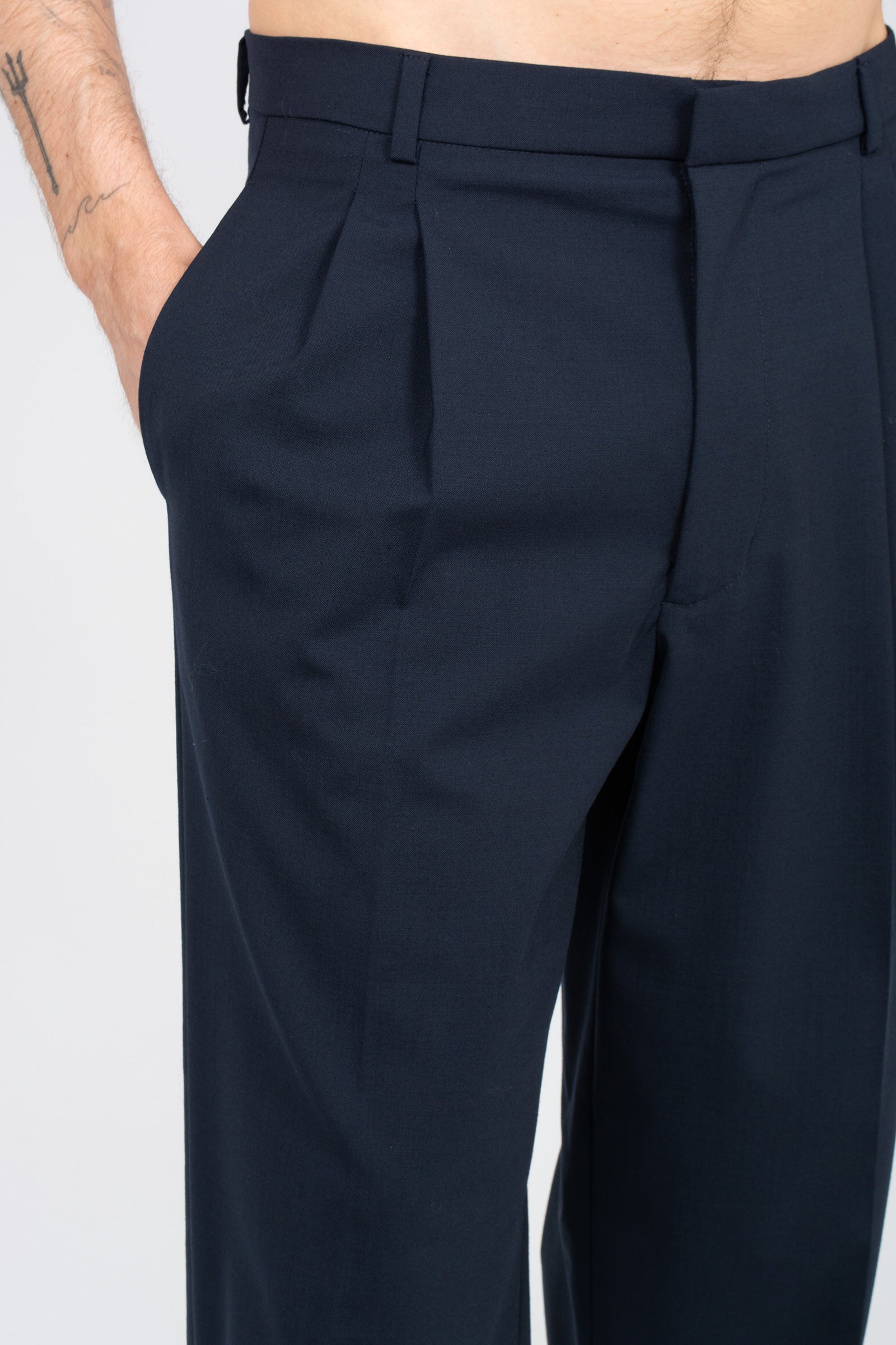 pantalone in misto lana B6AB0041 BLUE AMARANTO 