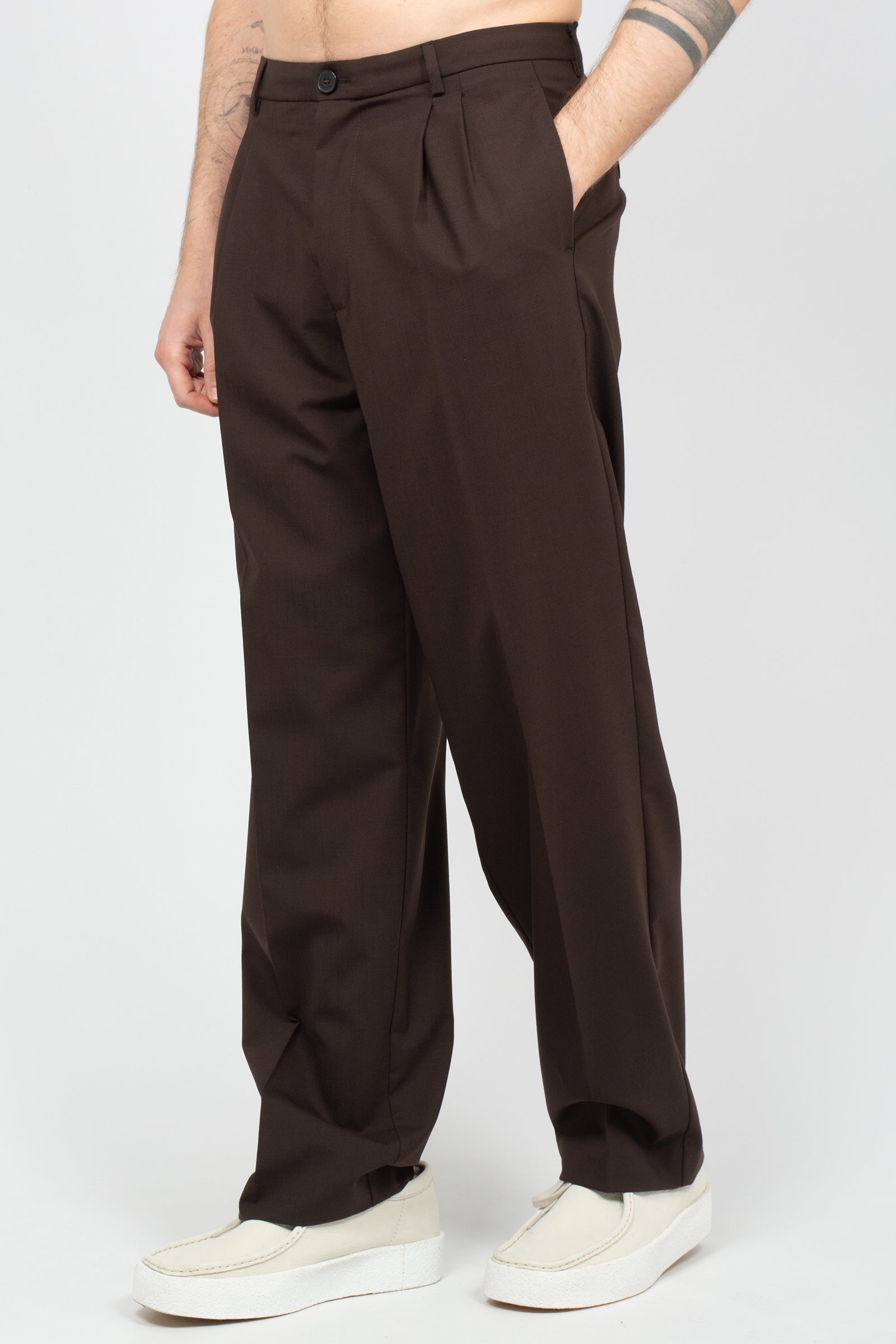 pantalone in misto lana B6AB0041 MORO AMARANTO 