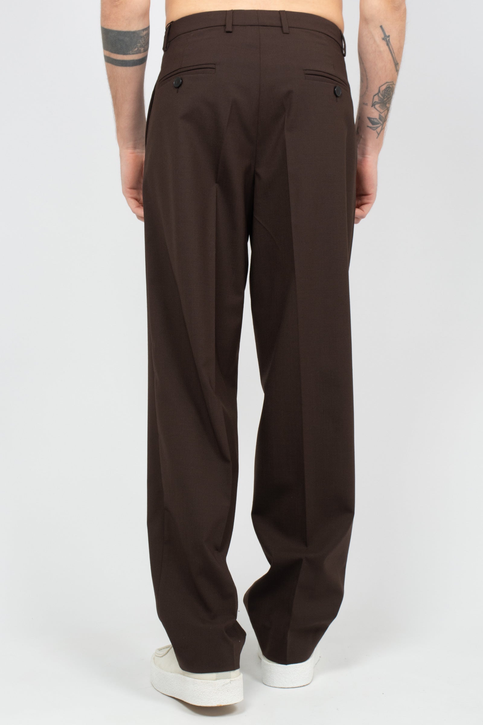 pantalone in misto lana B6AB0041 MORO AMARANTO 