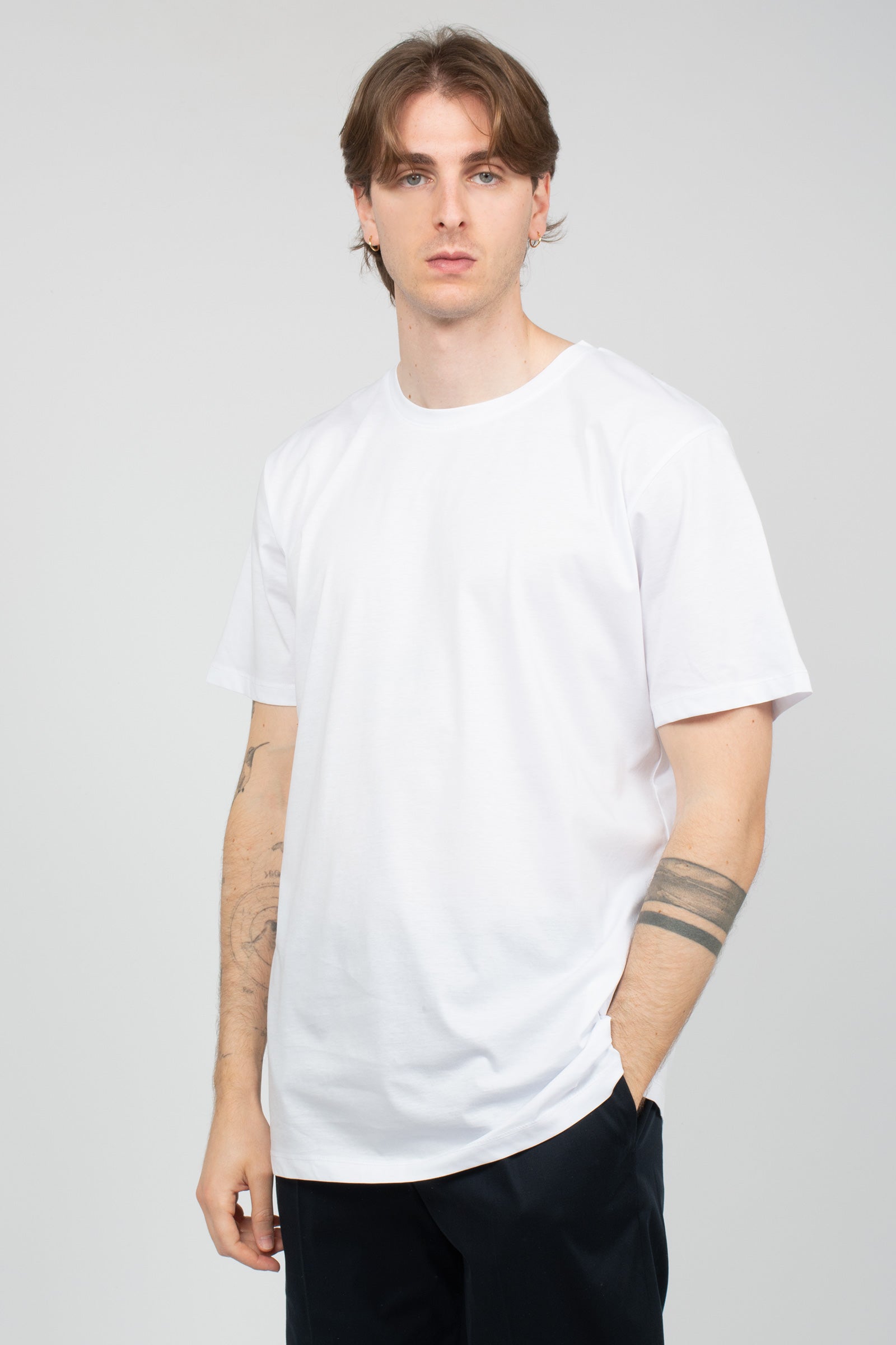 t-shirt in cotone filo di scozia B6AB0067 BIANCO AMARANTO 
