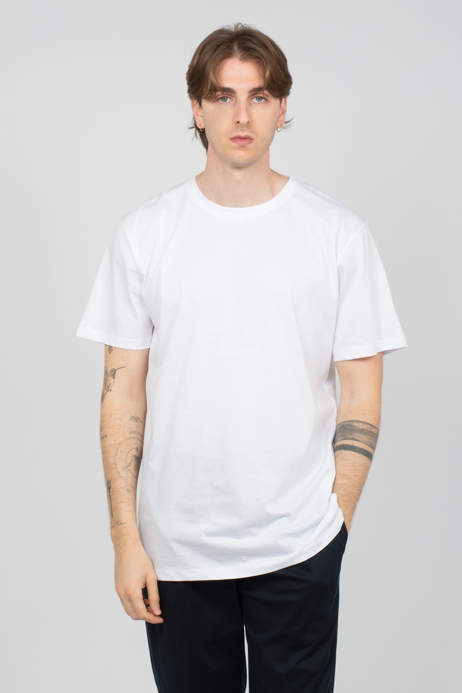 t-shirt in cotone filo di scozia B6AB0067 BIANCO AMARANTO 