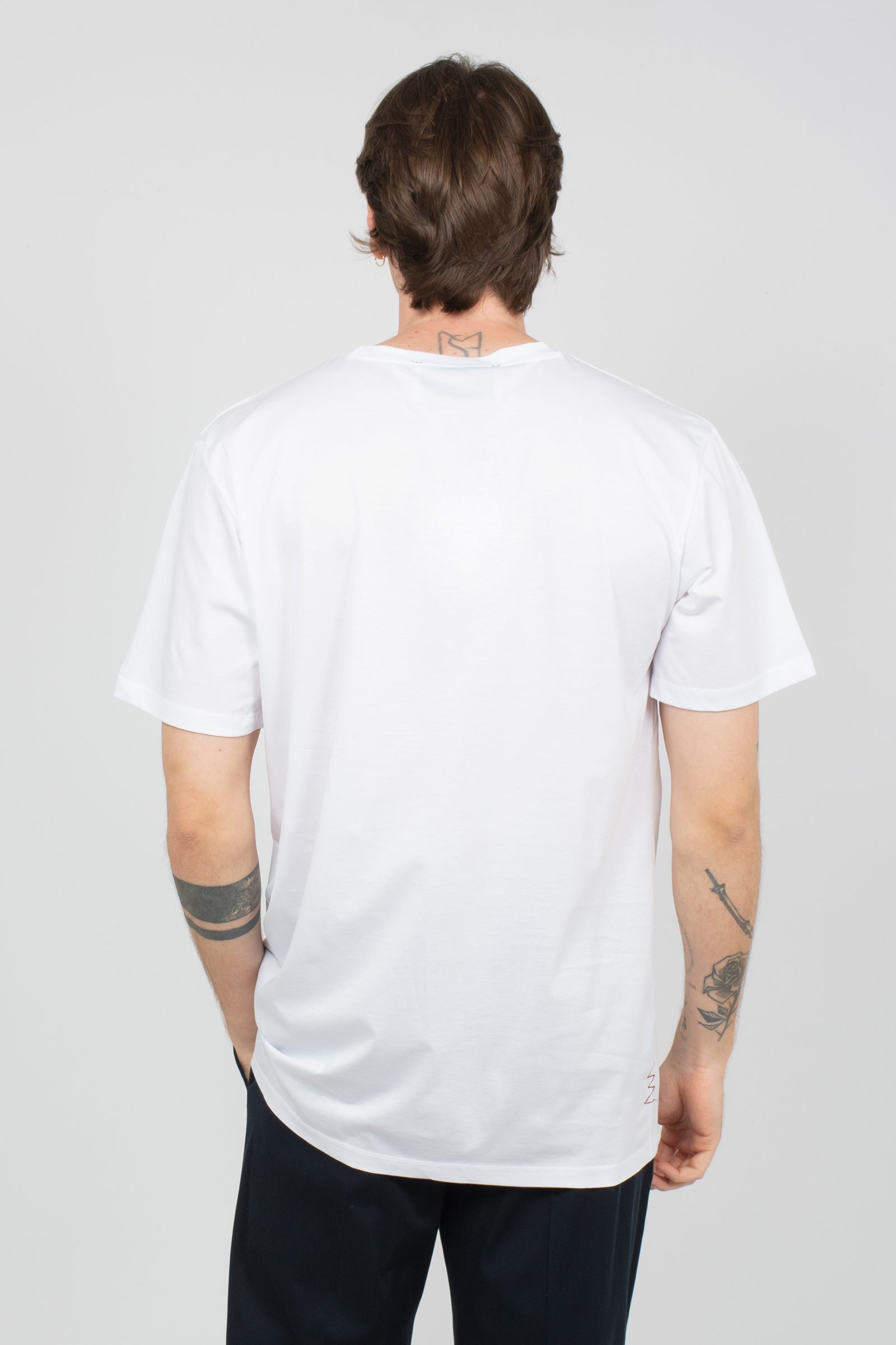 t-shirt in cotone filo di scozia B6AB0067 BIANCO AMARANTO 