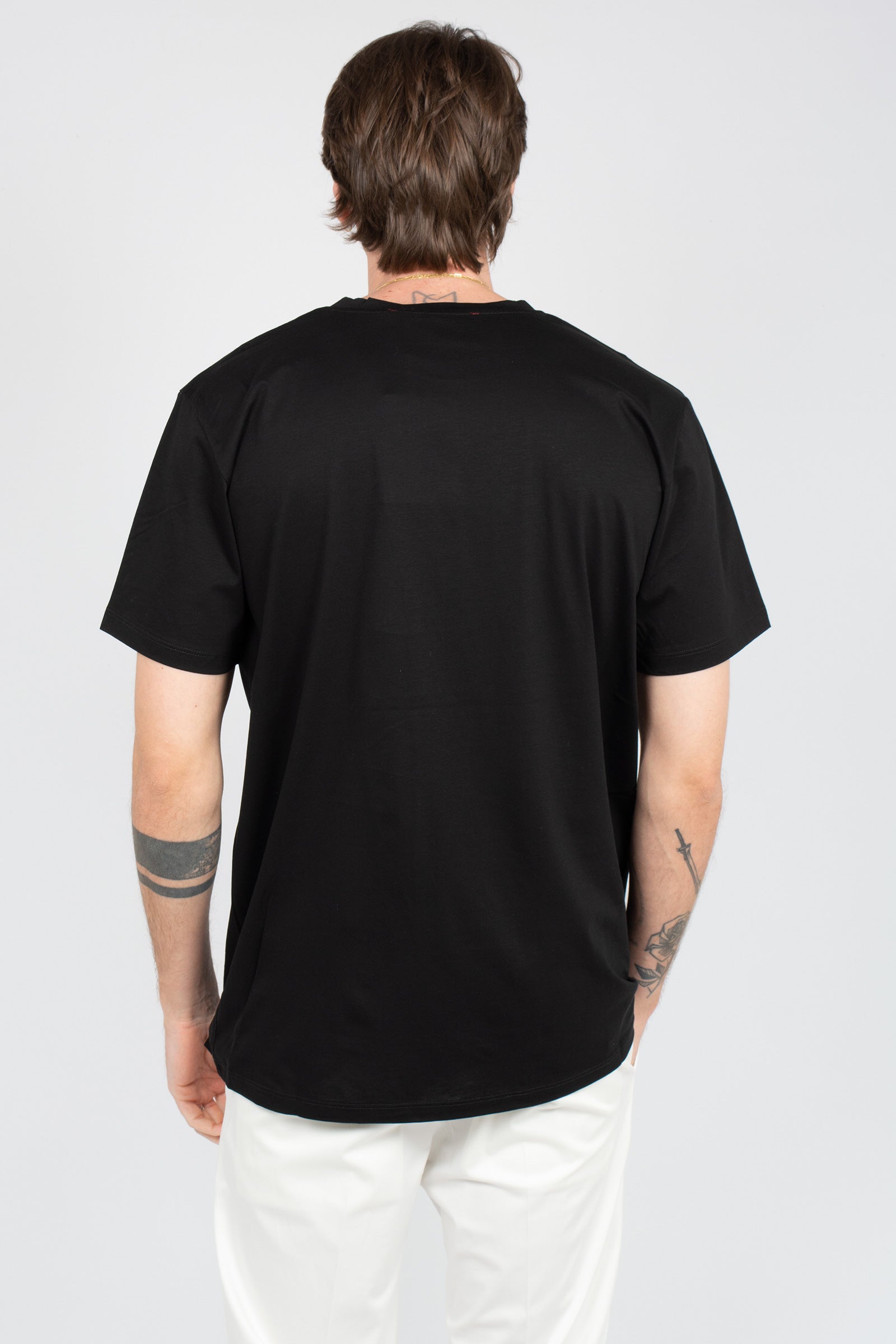 t-shirt in cotone filo di scozia B6AB0067 BLACK AMARANTO 