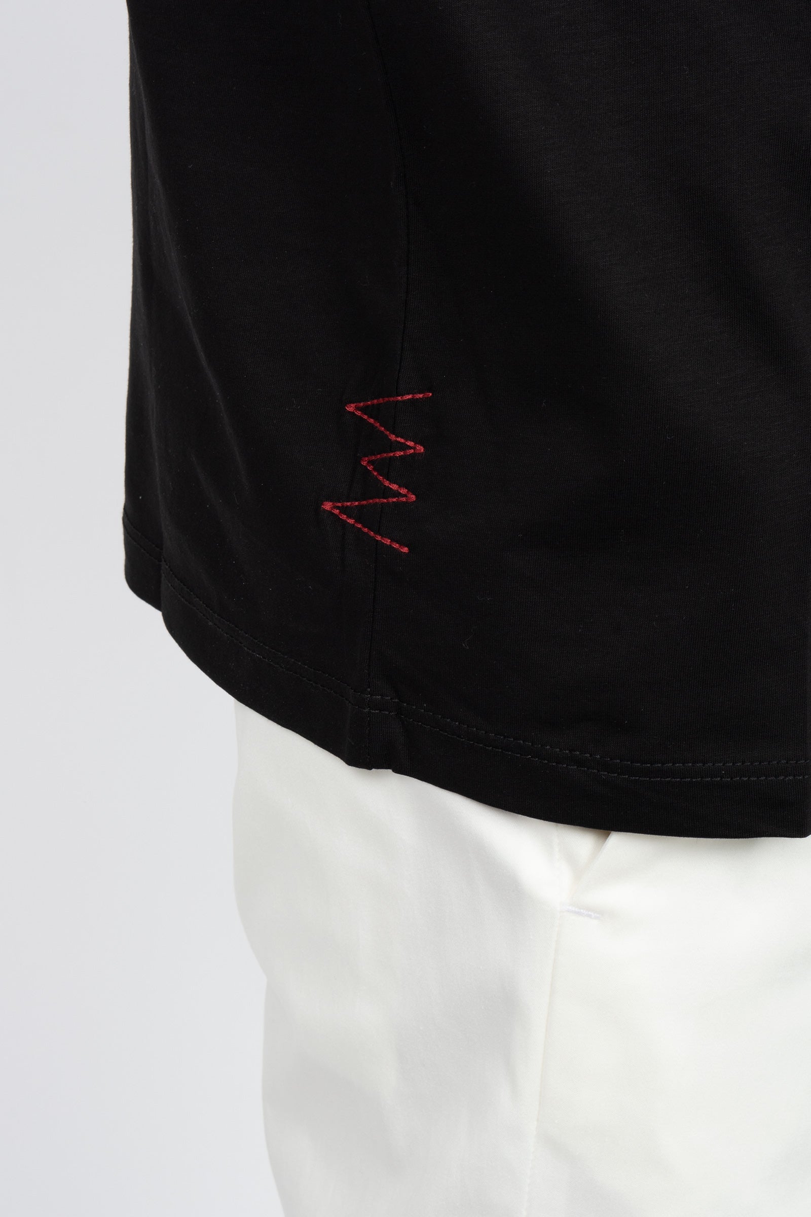 t-shirt in cotone filo di scozia B6AB0067 BLACK AMARANTO 