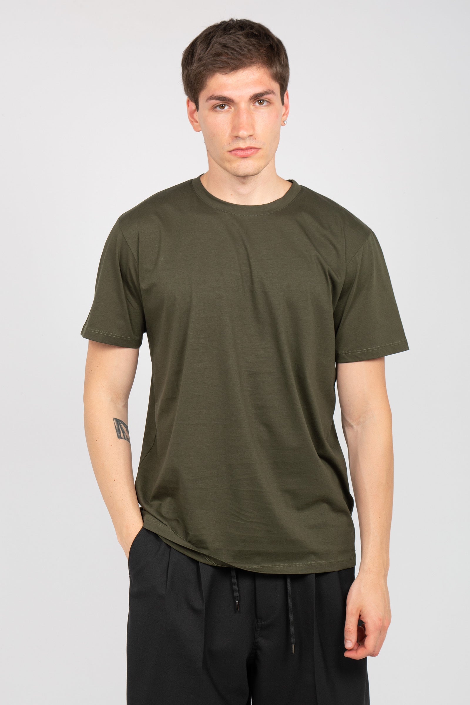 t-shirt in cotone filo di scozia B6AB0067 GREEN AMARANTO 