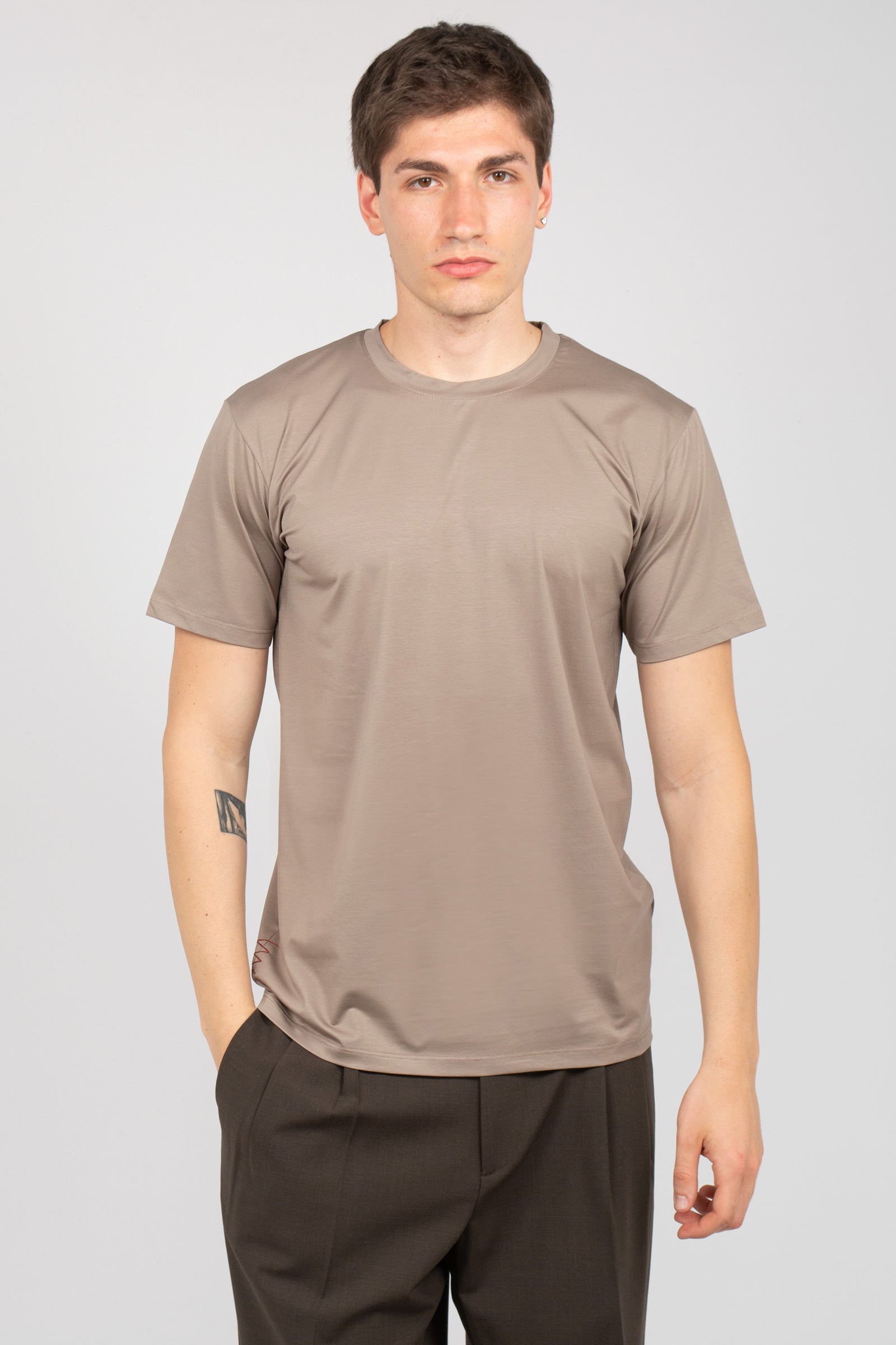 t-shirt in cotone filo di scozia B6AB0067 GRIGIO AMARANTO 