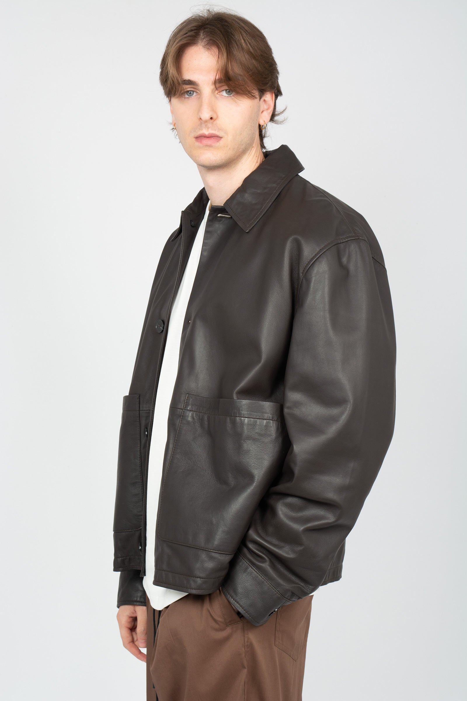 giacca in pelle B6AB0074 BLACK AMARANTO 