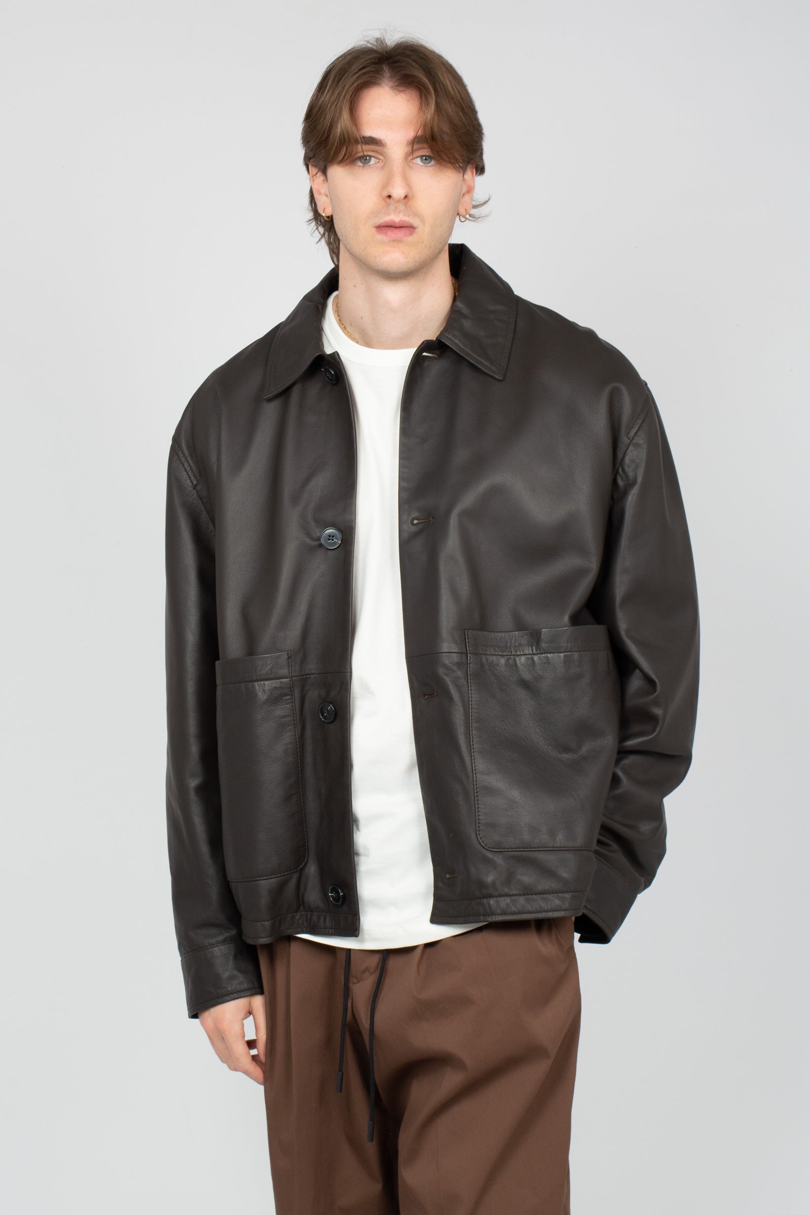 giacca in pelle B6AB0074 BLACK AMARANTO 