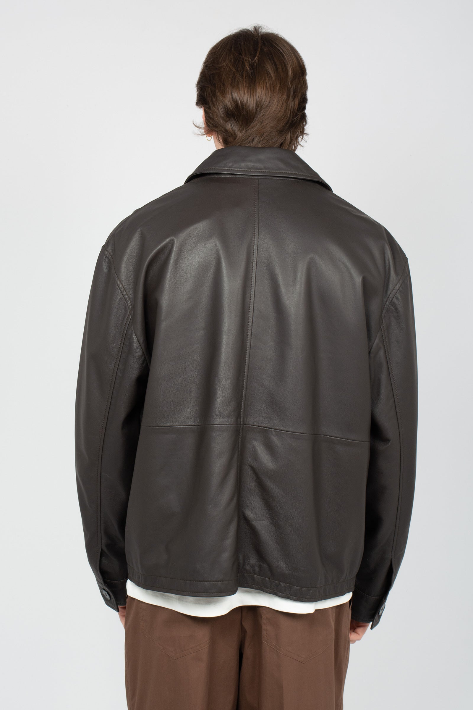 giacca in pelle B6AB0074 BLACK AMARANTO 