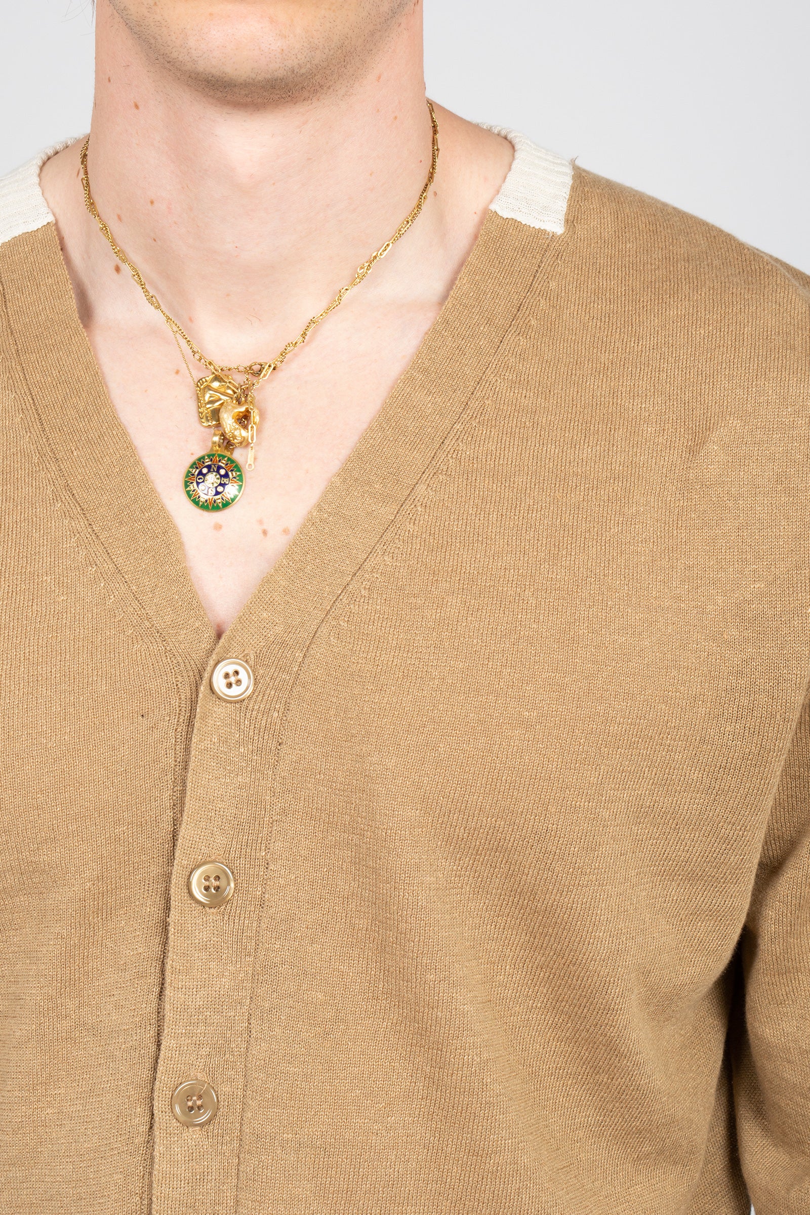 cardigan in lino e cotone B9AB0003 BEIGE AMARANTO 
