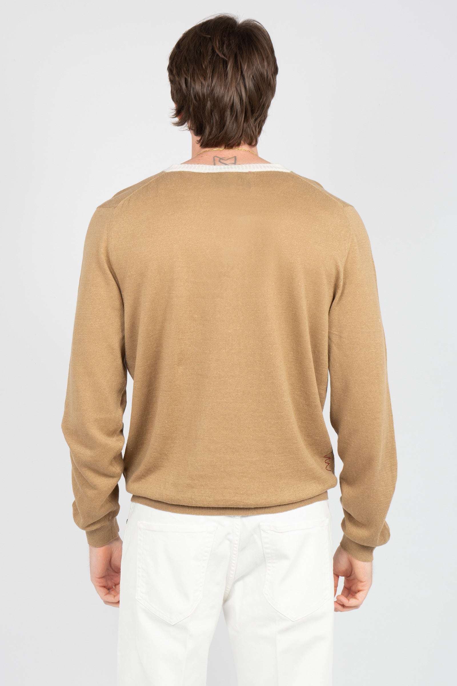 cardigan in lino e cotone B9AB0003 BEIGE AMARANTO 