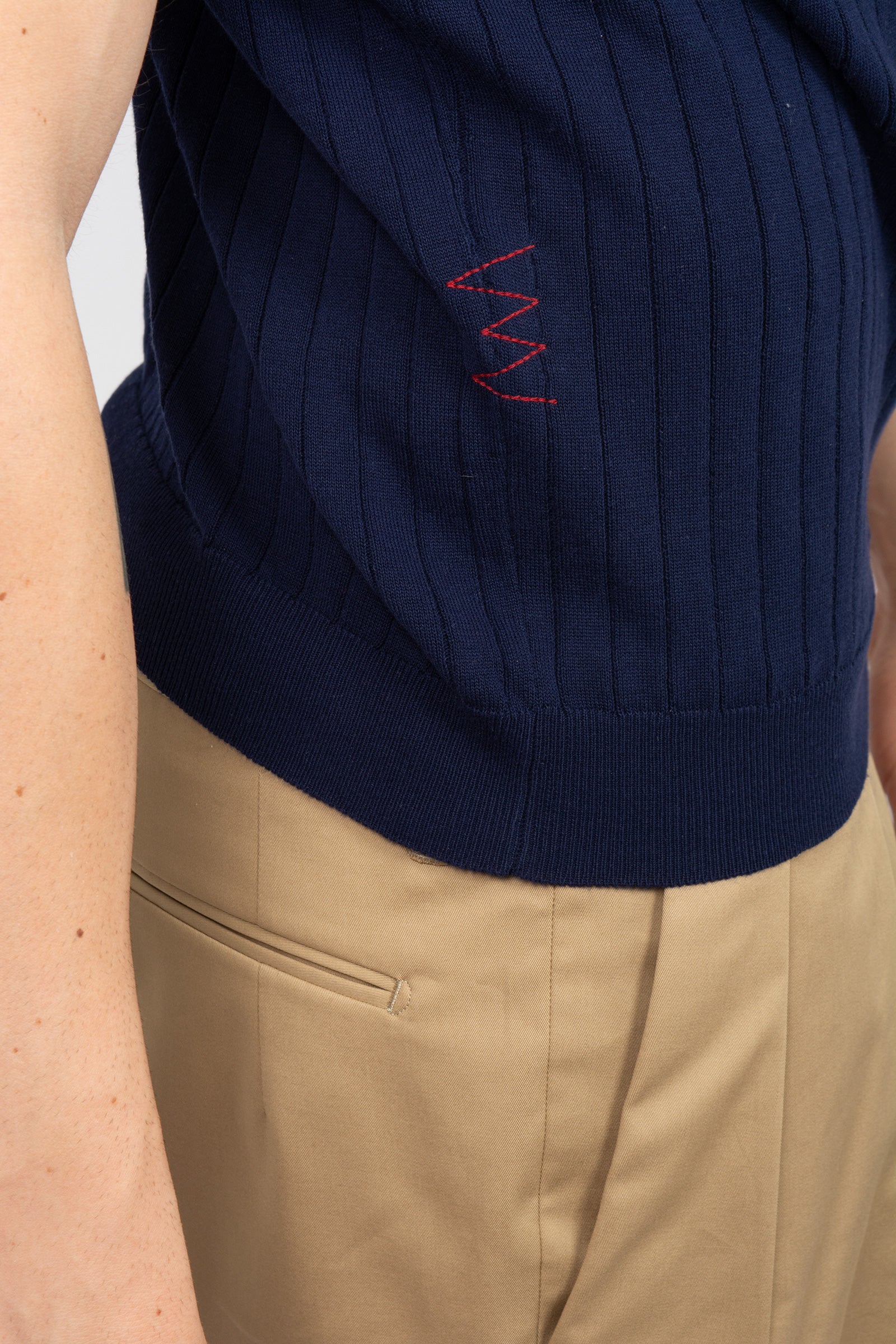 polo a coste in cotone B9AB0048 NAVY AMARANTO 