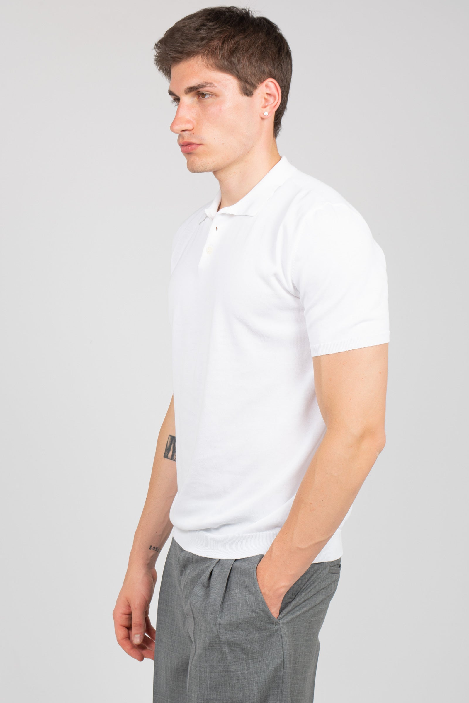 polo in cotone B9AB0051 BIANCO AMARANTO 