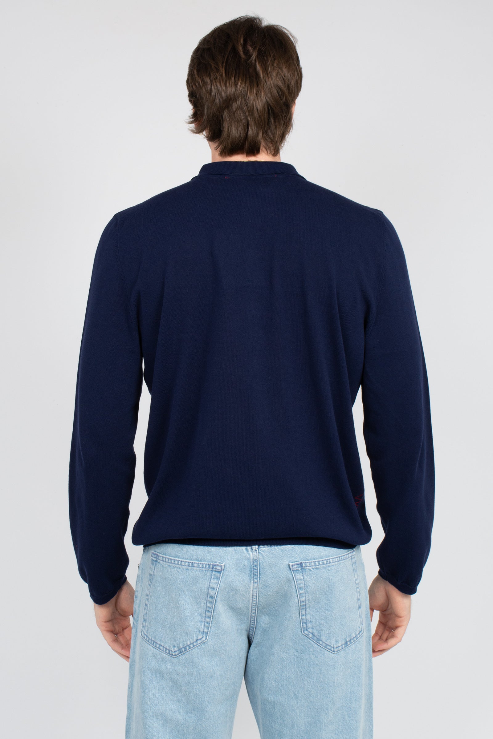 camicia in filo di cotone B9AB0052 BLU AMARANTO 