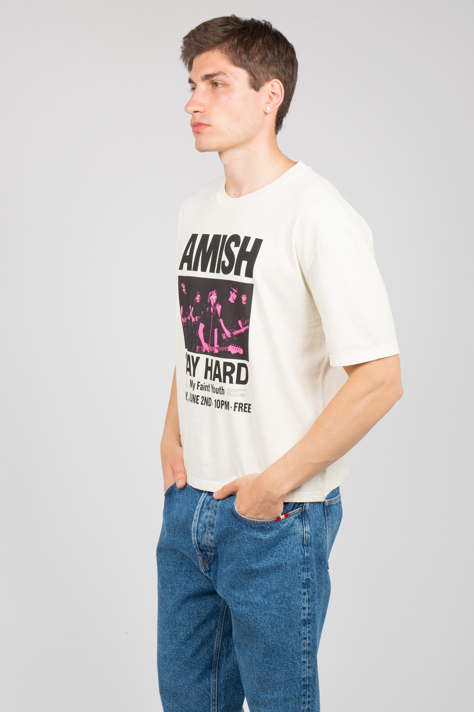 t-shirt cropped in cotone AMU144CR610569 C0087 AMISH 