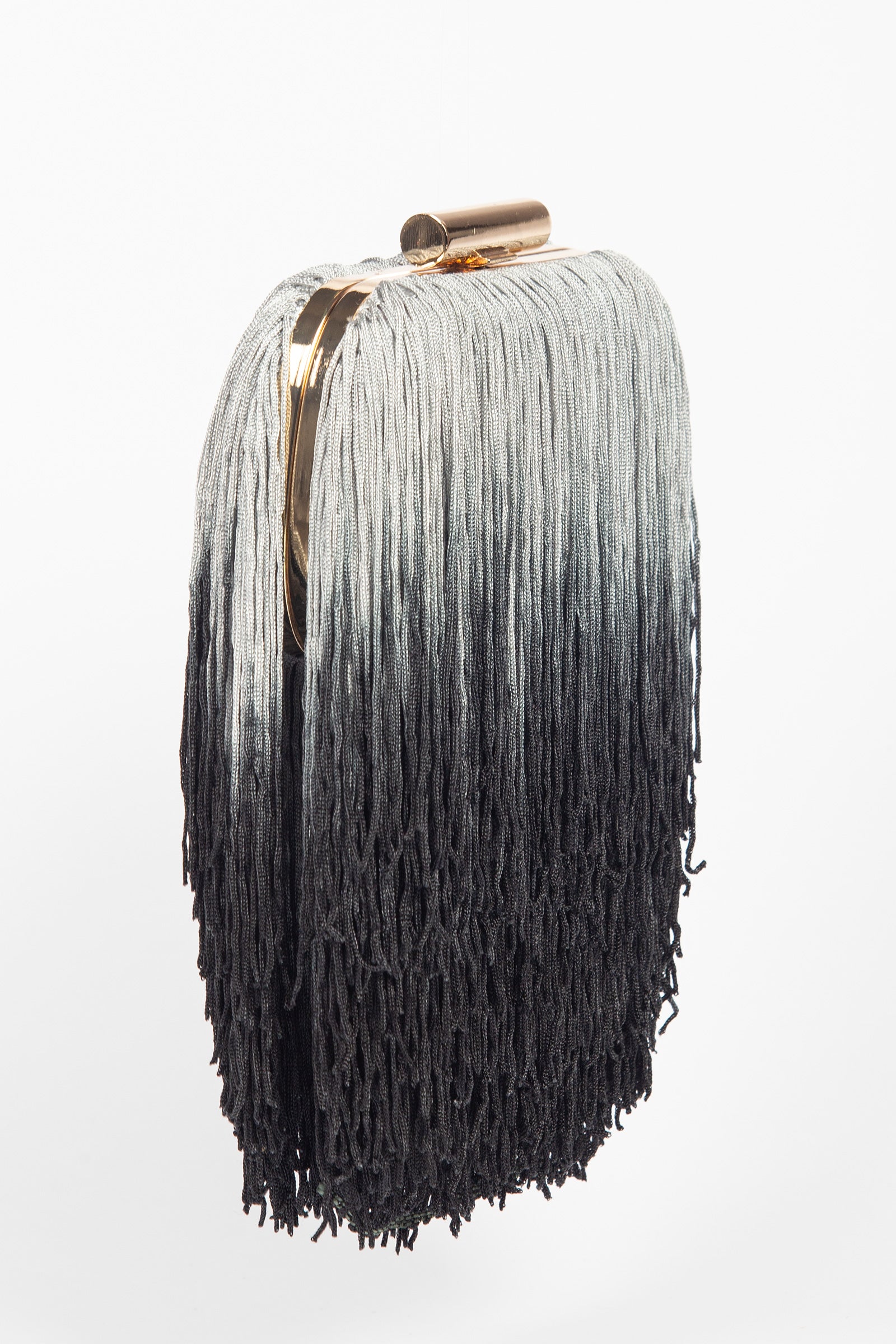 clutch rigida con frange ACA072 GRIGIONERO ANNA CECERE 