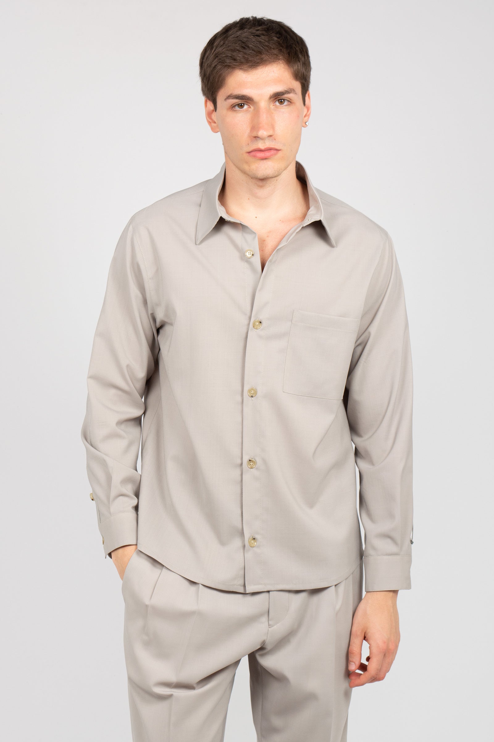 camicia in fresco lana 'blake' BLAKEMTS26 MASTICE BE ABLE 
