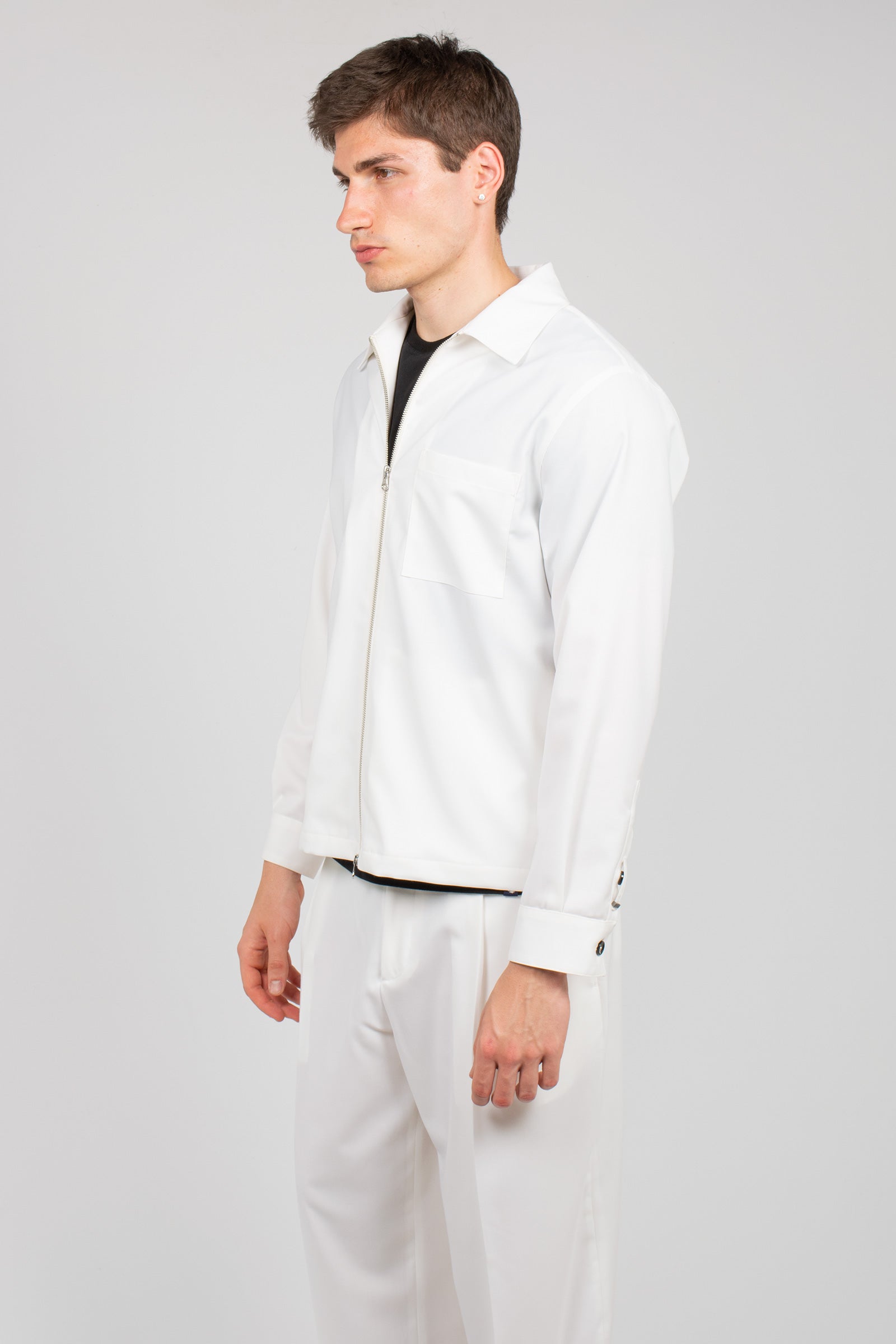 giacca in fresco lana con zip 'leroy' LEROYZIPSMPS26 BIANCO BE ABLE 