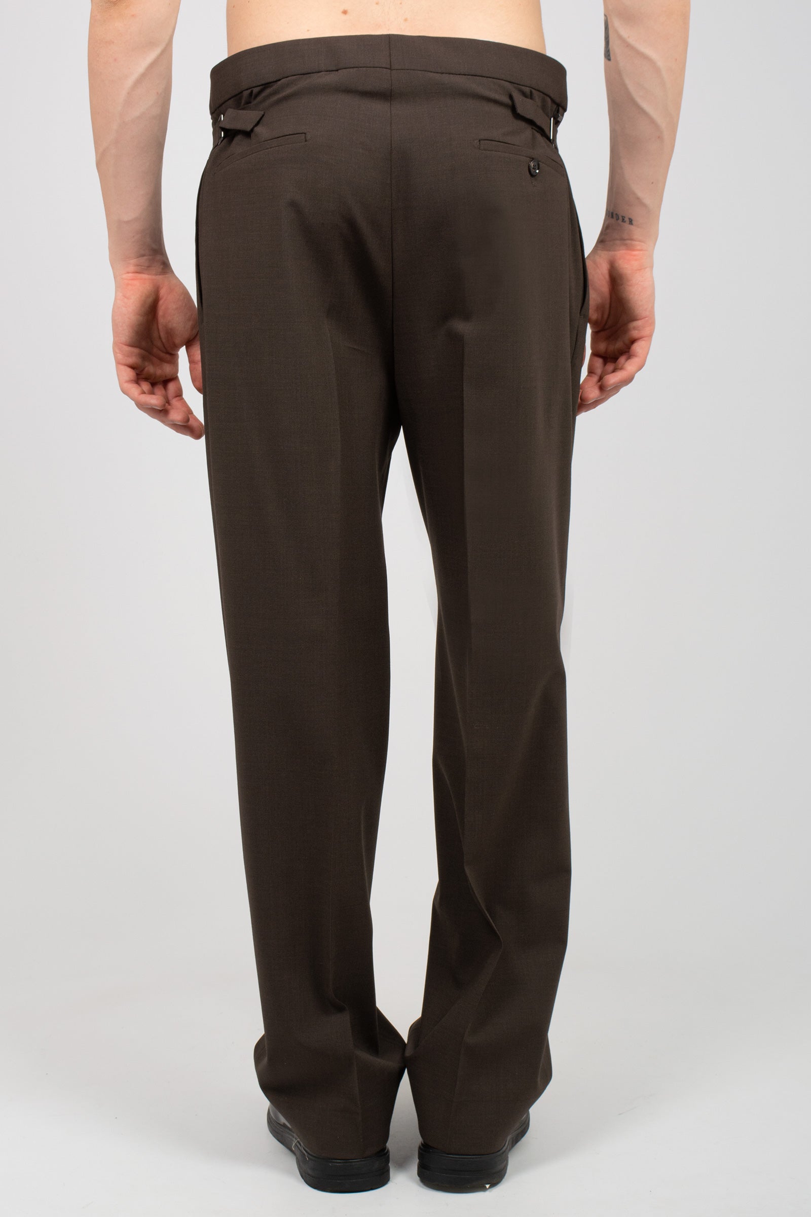 pantalone fondo 23cm in misto lana 'mat' MATTBCMS26 MORO BE ABLE 