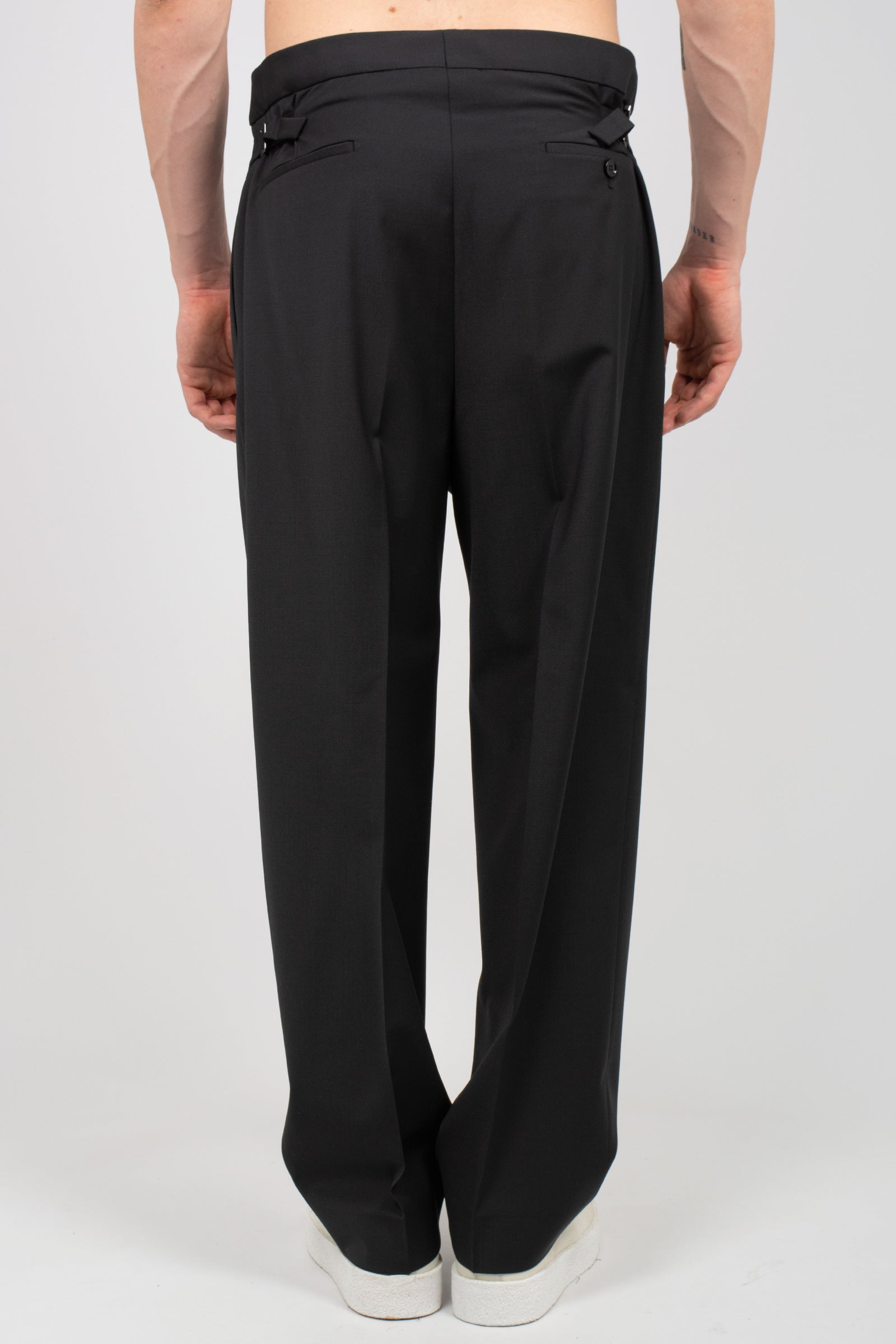 pantalone fondo 23cm in misto lana 'mat' MATTBCMS26 NERO BE ABLE 
