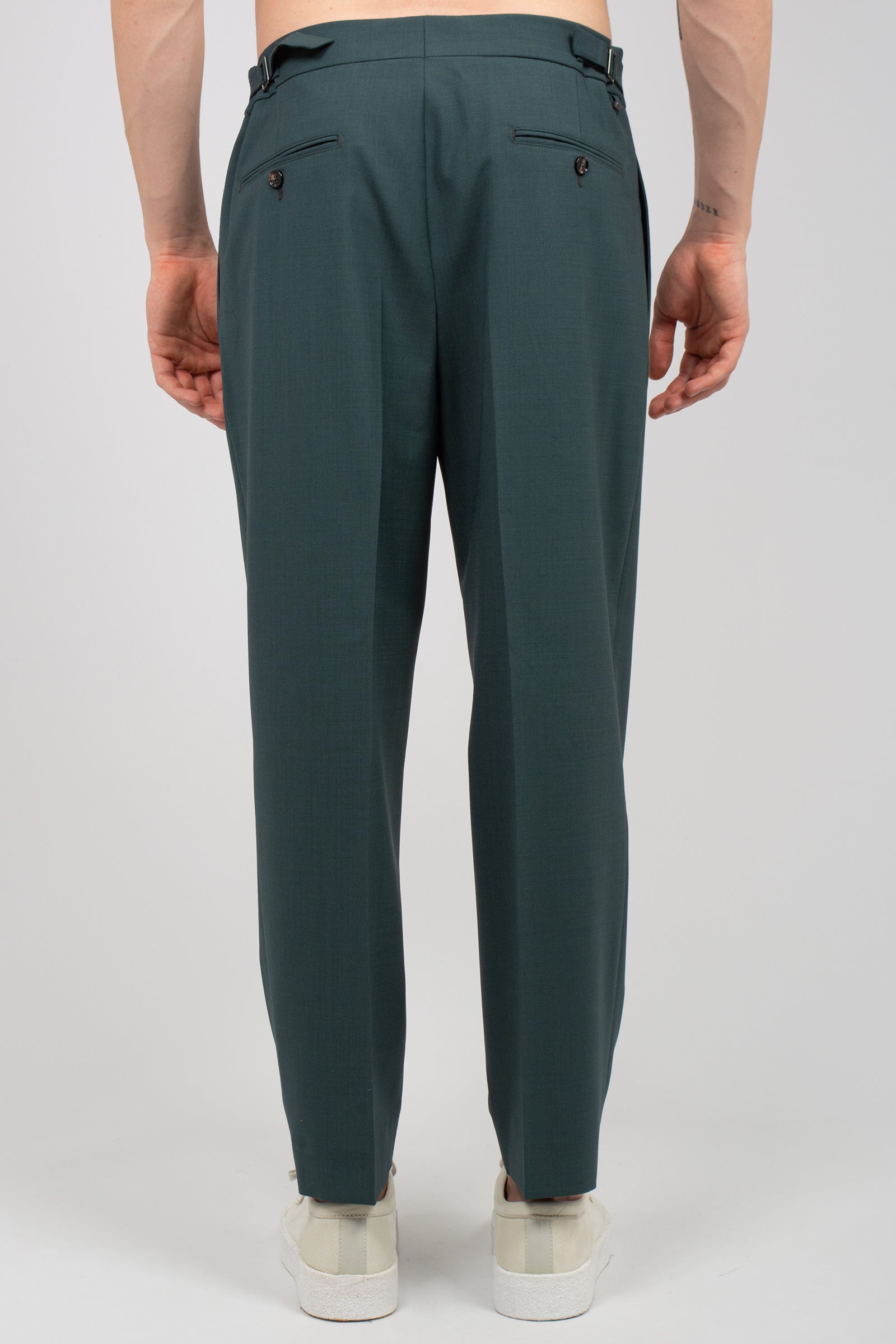 pantalone con pince in fresco lana 'roy' ROYTBCMS26 VERDE BE ABLE 