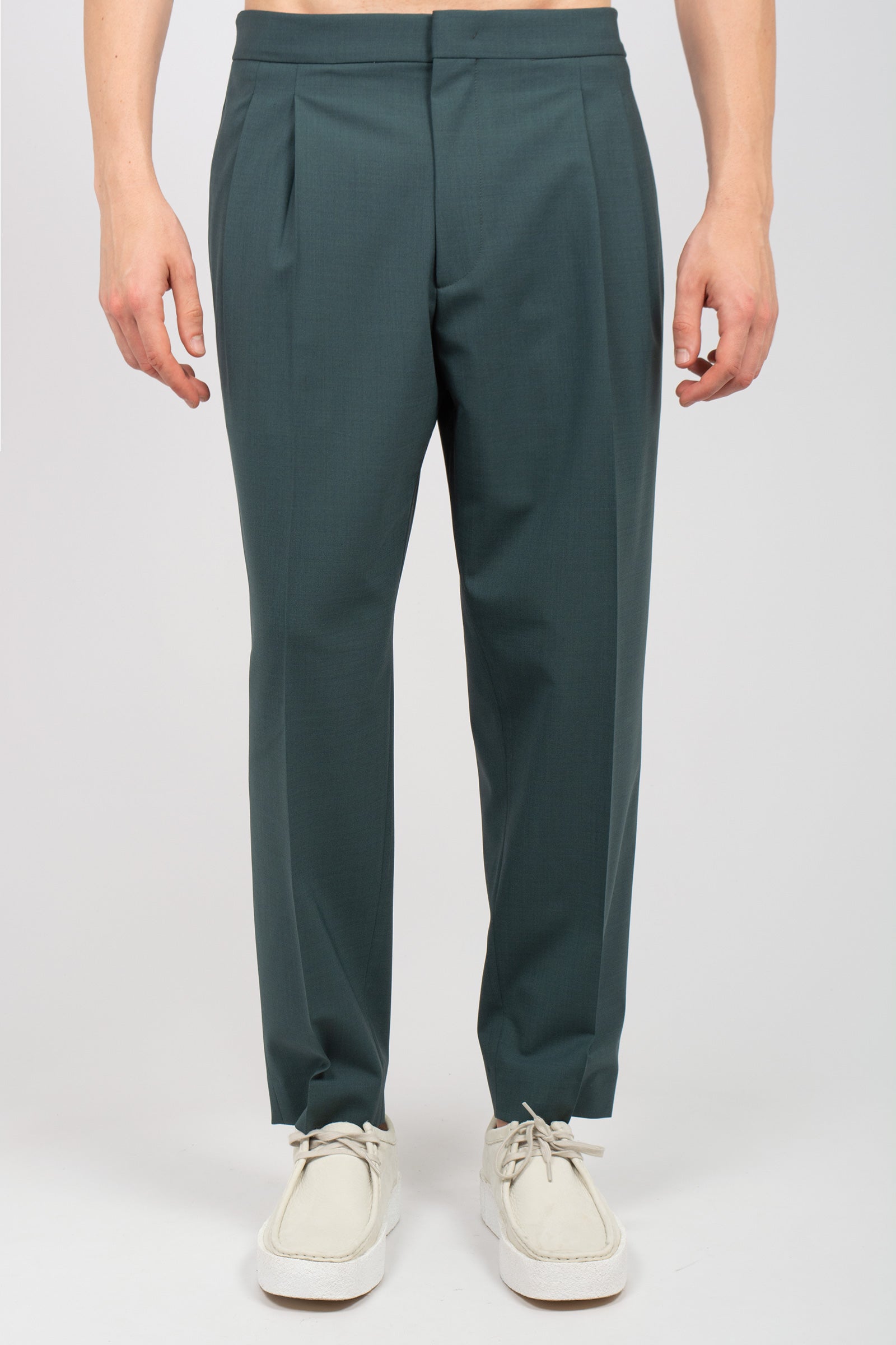pantalone con pince in fresco lana 'roy' ROYTBCMS26 VERDE BE ABLE 