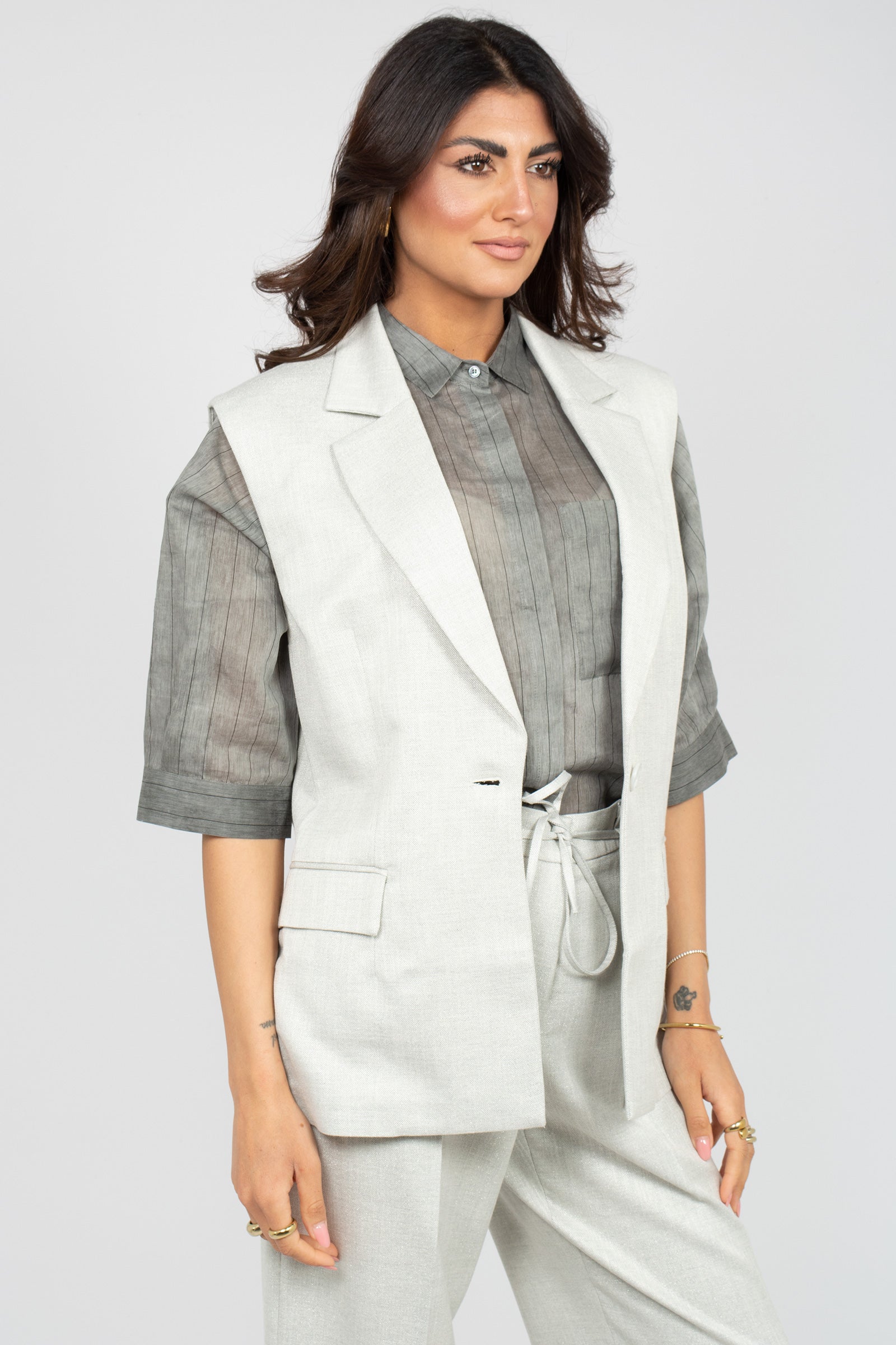 gilet in misto viscosa E26320E 03 BIANCALANCIA 