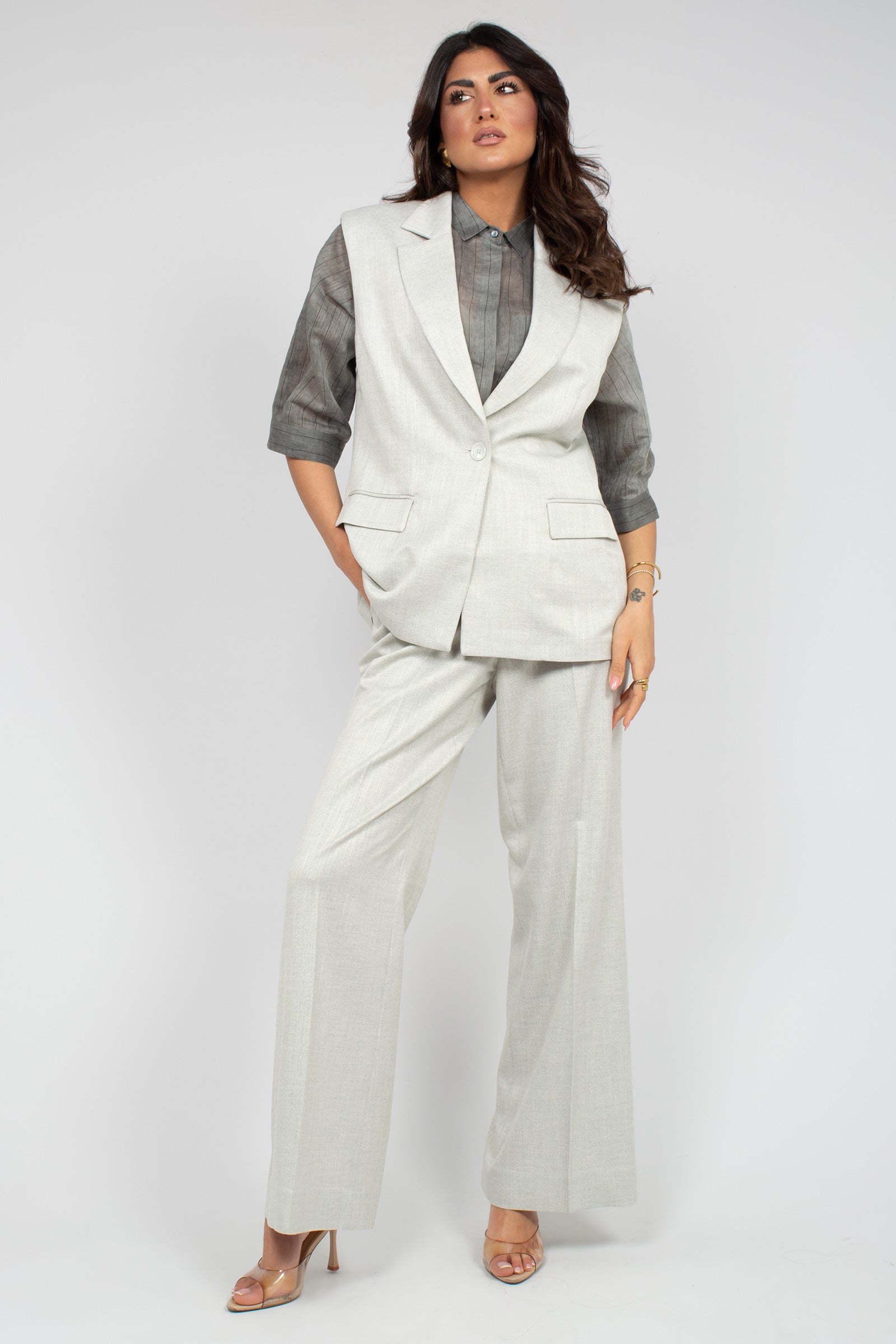 gilet in misto viscosa E26320E 03 BIANCALANCIA 