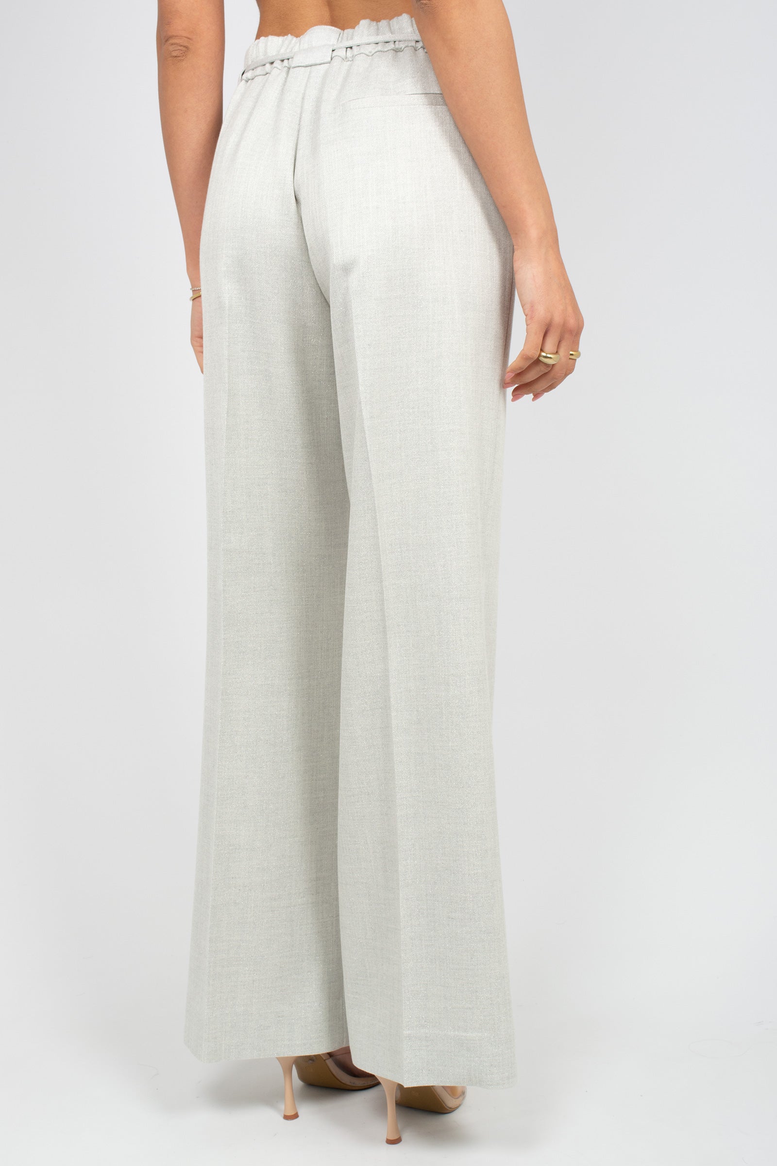 pantalone wide leg in lino E26596P 87 BIANCALANCIA 