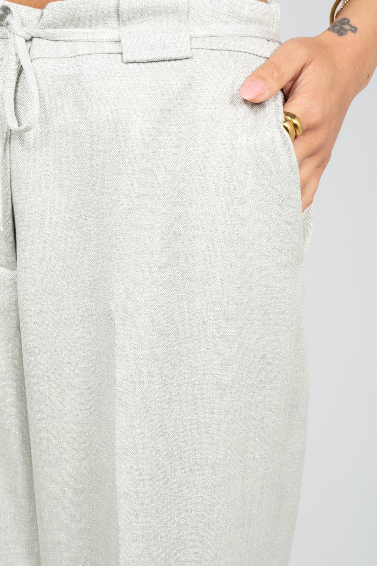 pantalone wide leg in lino E26596P 87 BIANCALANCIA 
