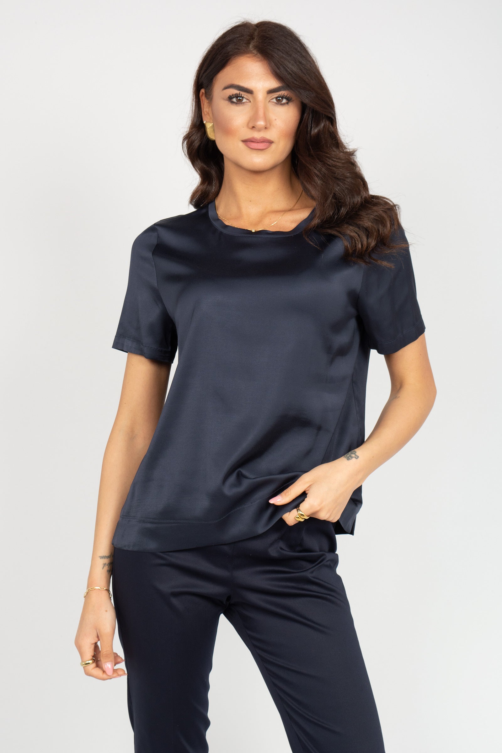 t-shirt in raso di viscosa 2510R003080N 34 DIANA GALLESI 