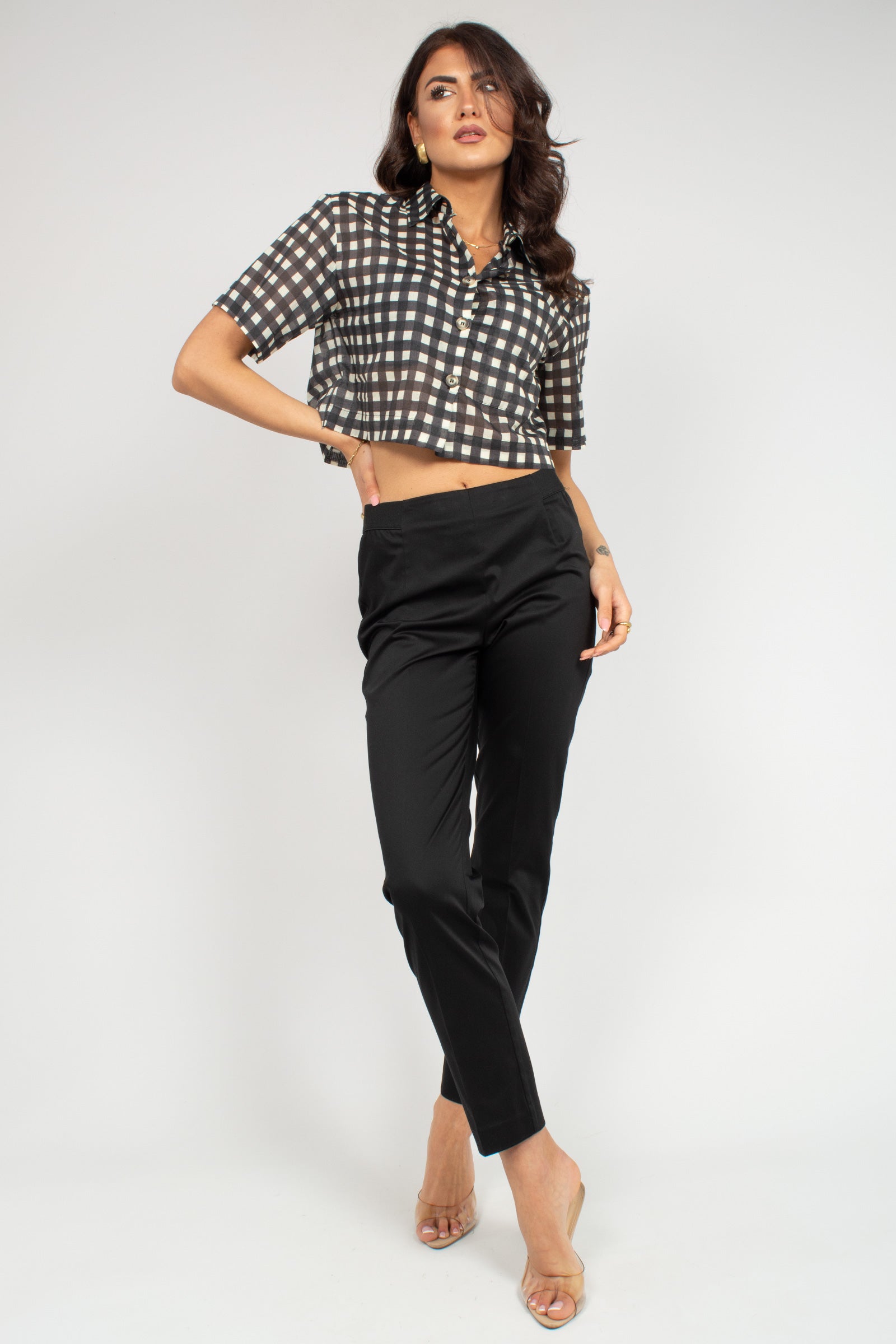 camicia cropped in cotone check 5004R003090N 01 DIANA GALLESI 