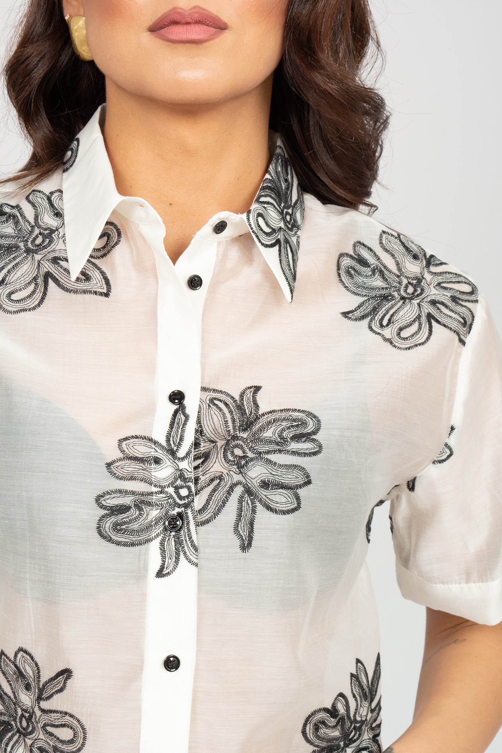 camicia in cotone ricamato 5005R003062N 01 DIANA GALLESI 