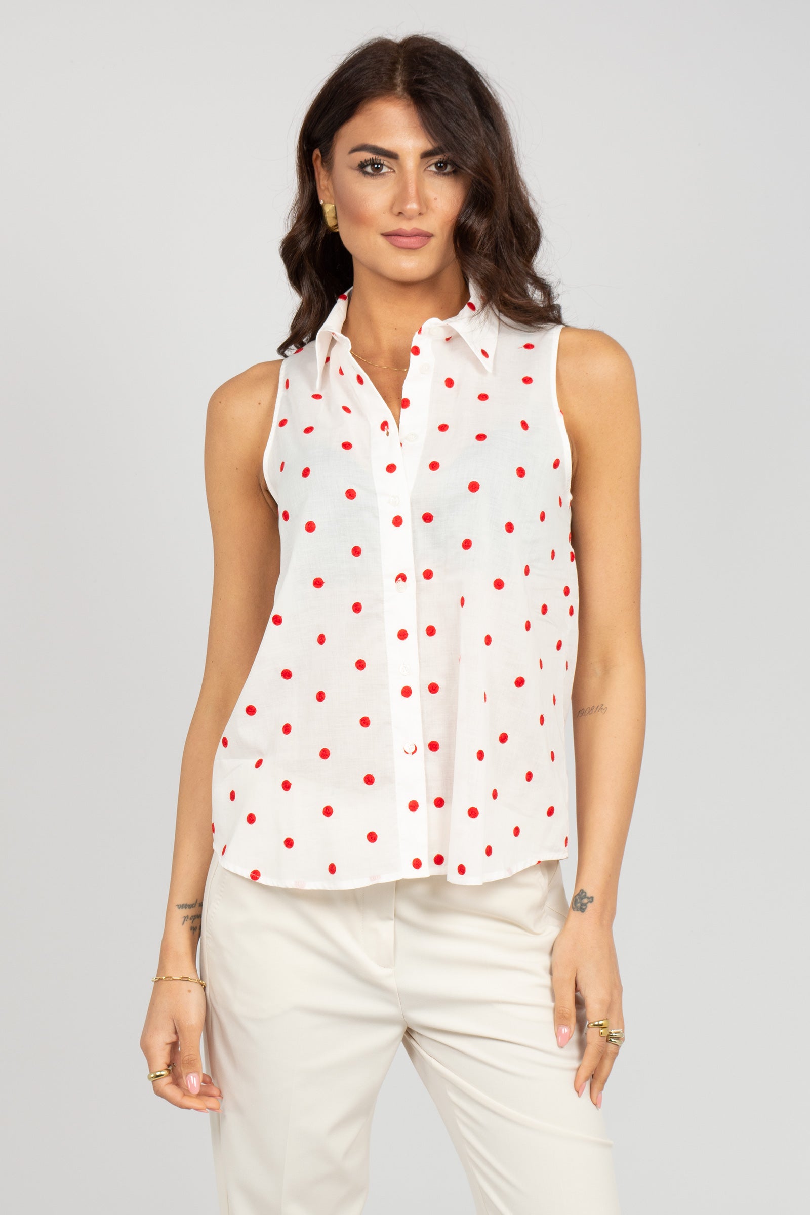 top in cotone a pois 5054R003064N 01 DIANA GALLESI 