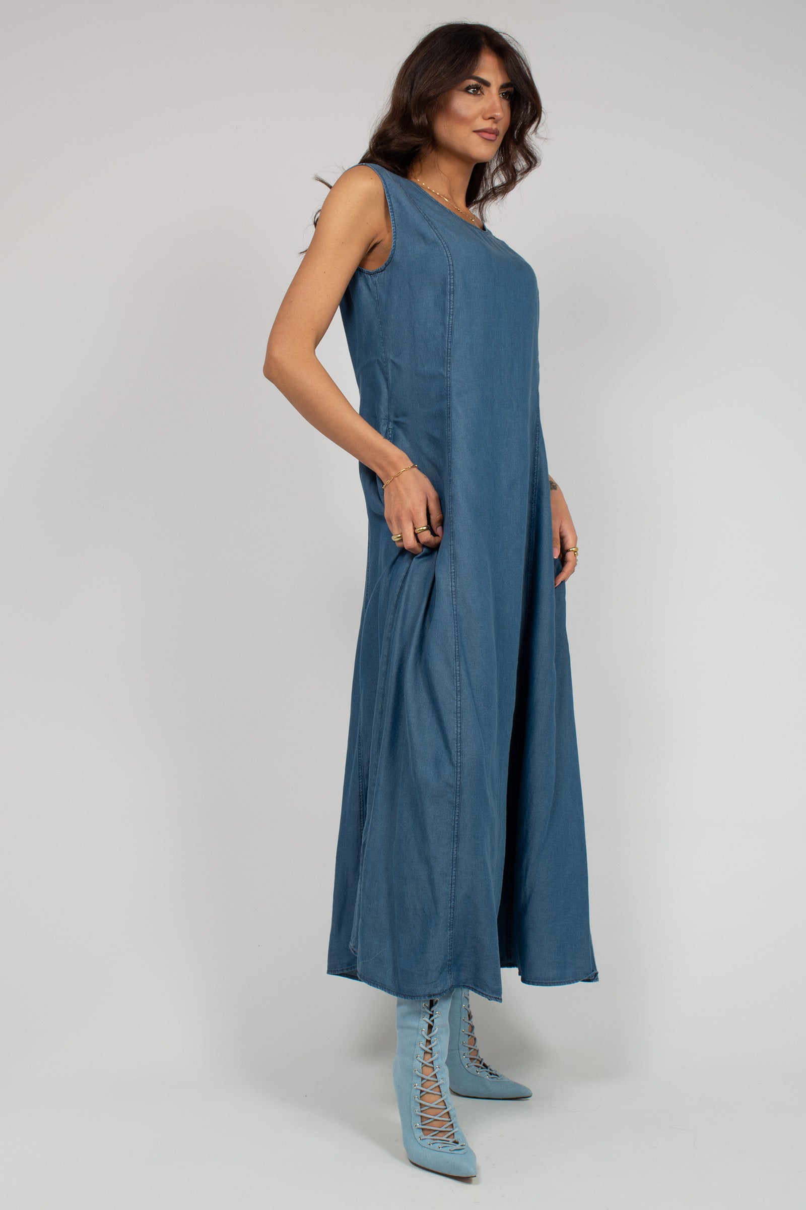 abito in lyocell effetto denim 7032R004897N 34 DIANA GALLESI 