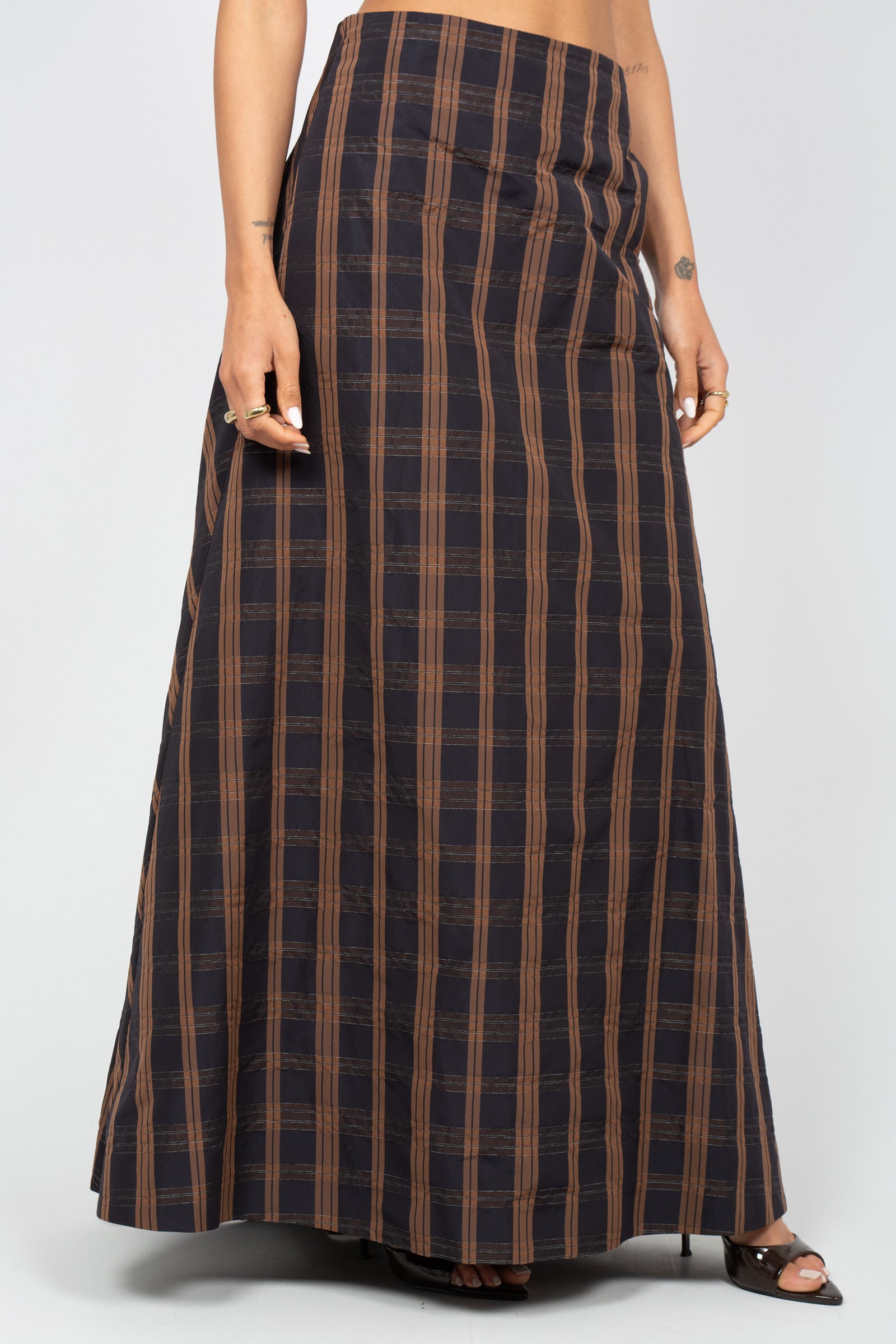 gonna lunga in taffeta a quadri BRACHETTODD14 999 DOUUOD 