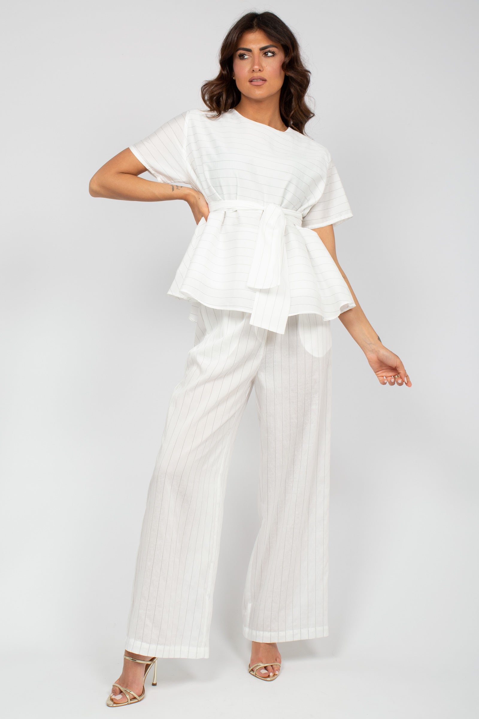pantalone in tessuto gessato CHIANTIDD06 010 DOUUOD 