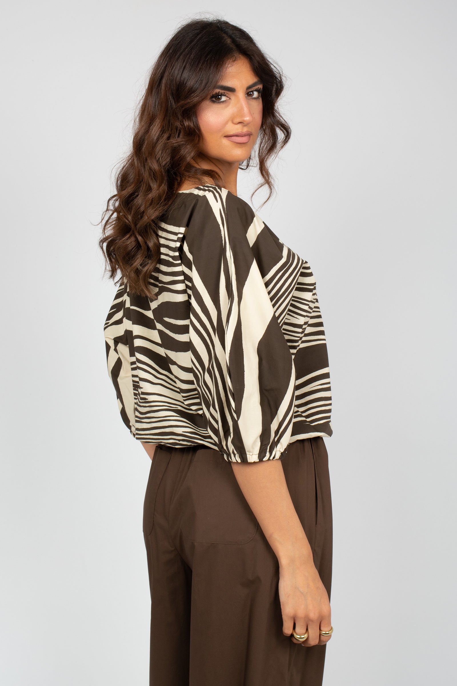 blusa stampata con coulisse GRIGNOLINODD07 059 DOUUOD 