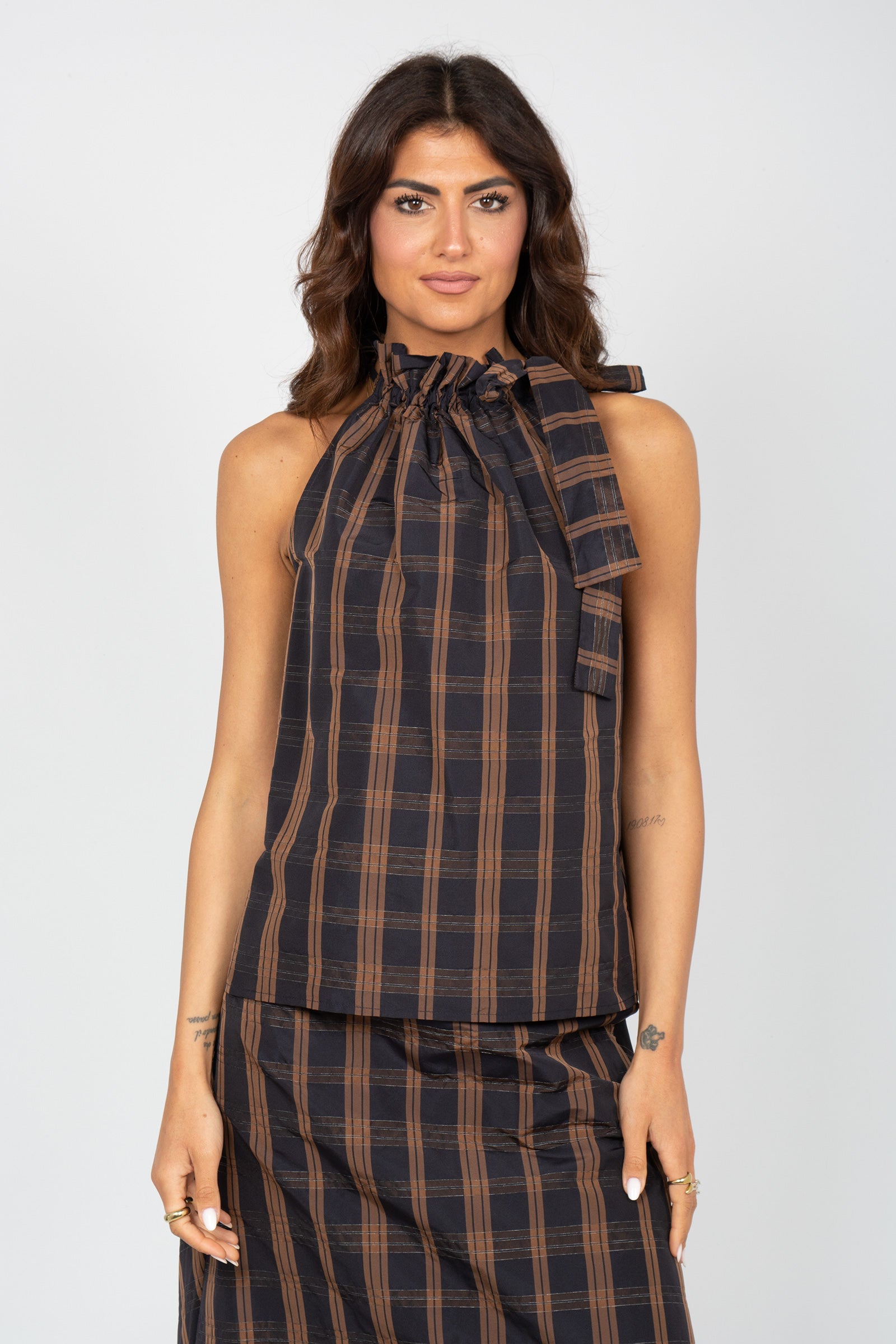 top scollo america in taffeta a quadri MONTEFALCODD14 999 DOUUOD 