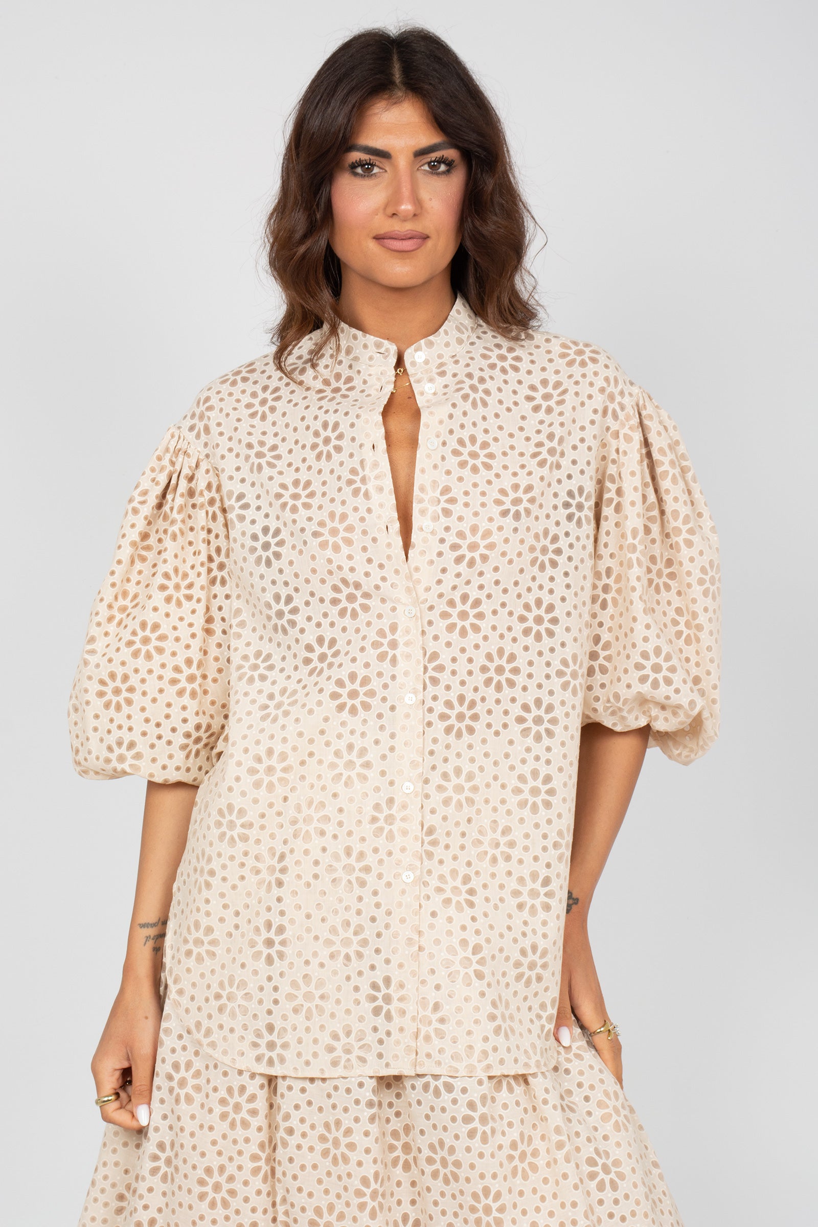 camicia collo koreano stampa sangallo PROSECCODD09 300 DOUUOD 