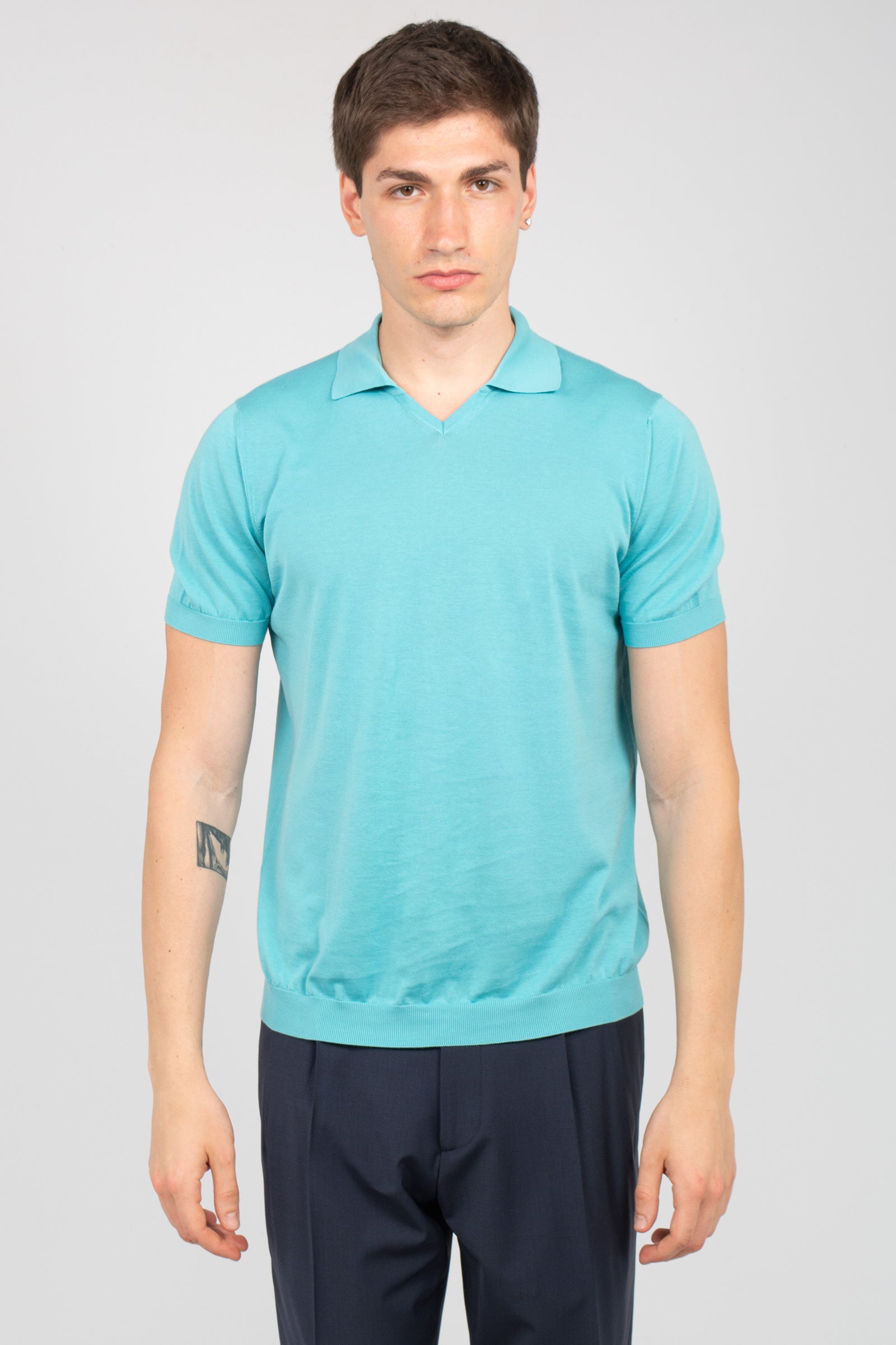 polo scollo v in cotone D0GN146 717 DRUMOHR 