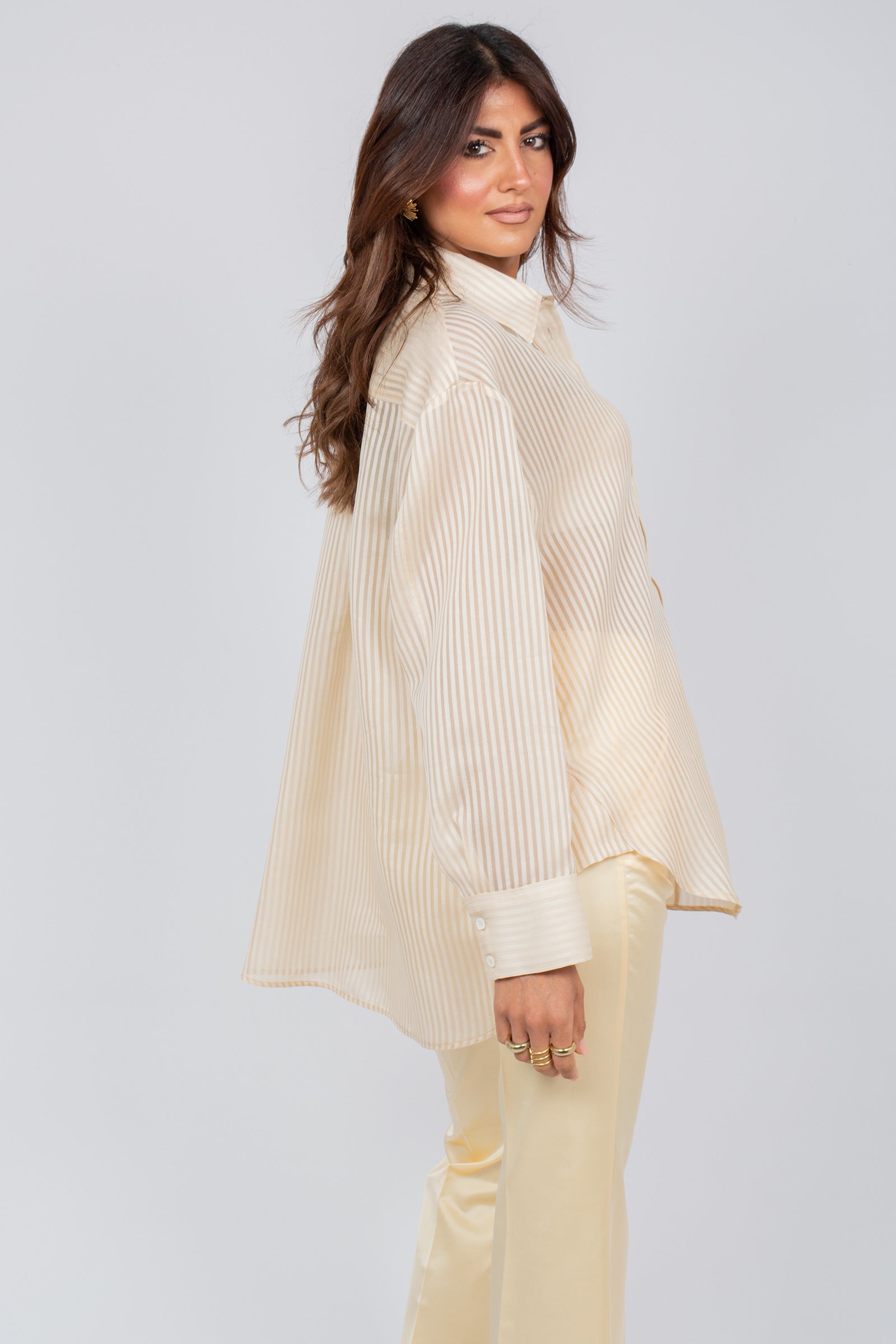 camicia a righe in seta e cotone LS543S01 R01 DRUMOHR 