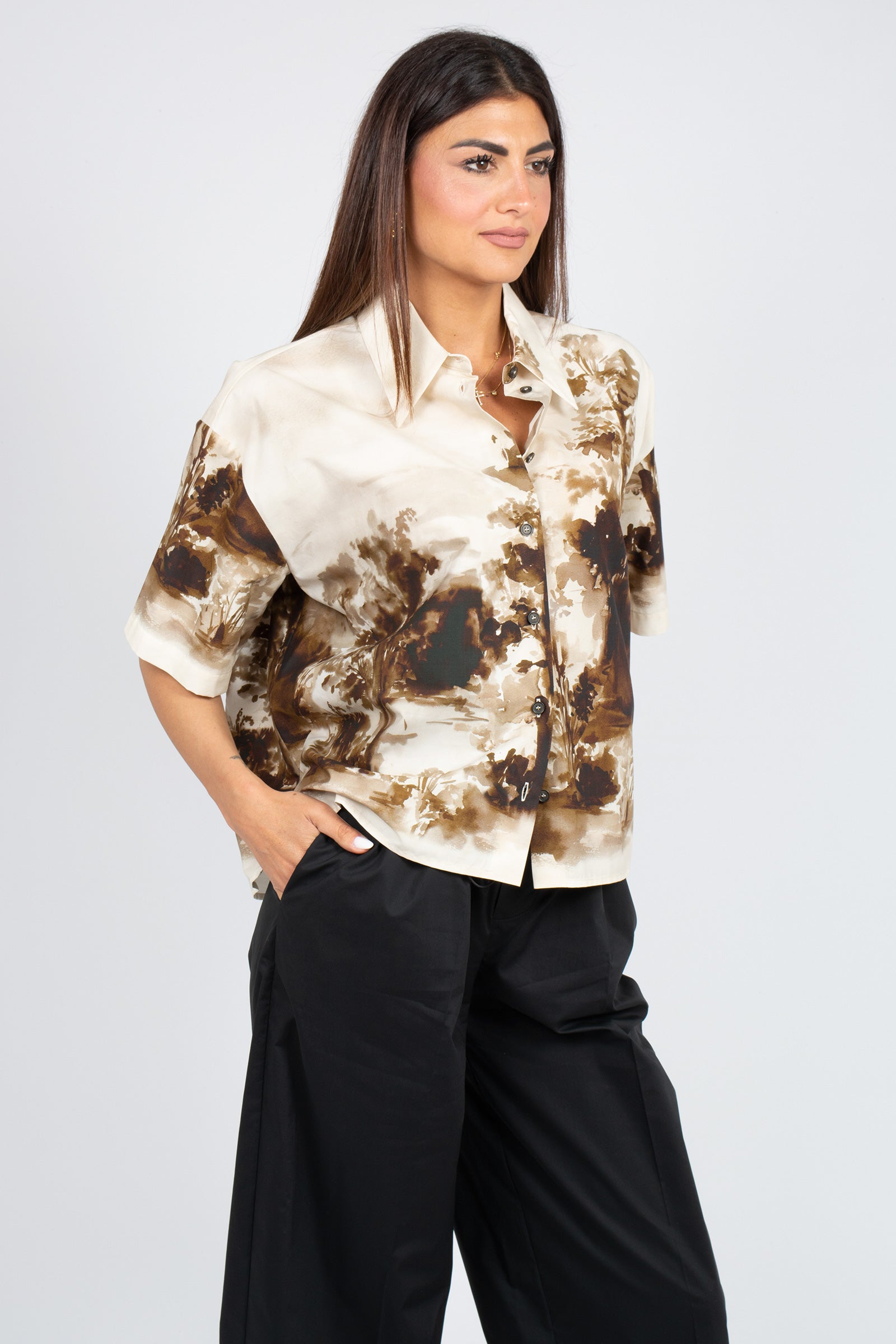 camicia in cotone stampato 'elsa' P6SI04 PAES2 ERIKA CAVALLINI 