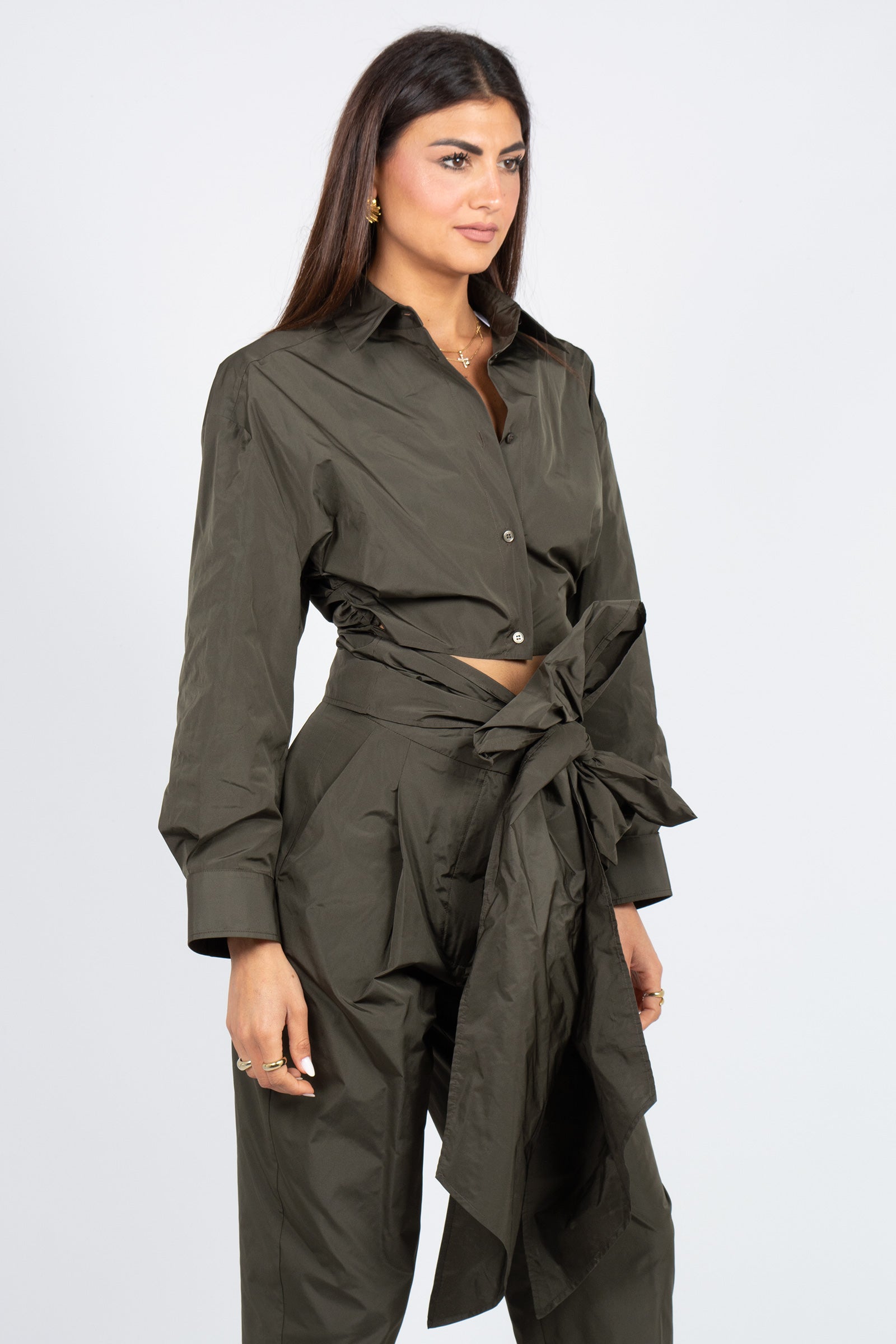 camicia in taffeta con fusciacca 'greta' P6SP03 S92 ERIKA CAVALLINI 