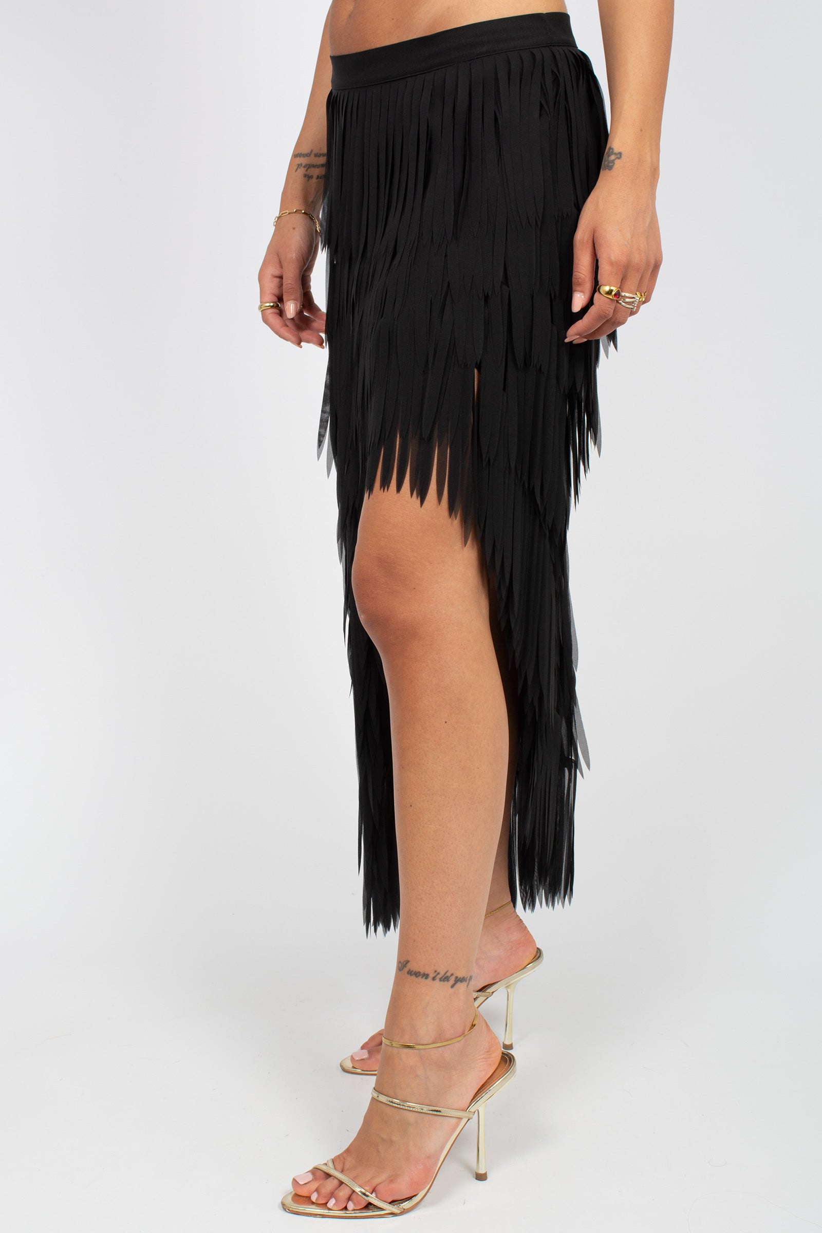 gonna in georgette con frange 'melania' P6SS02 Y69 ERIKA CAVALLINI 