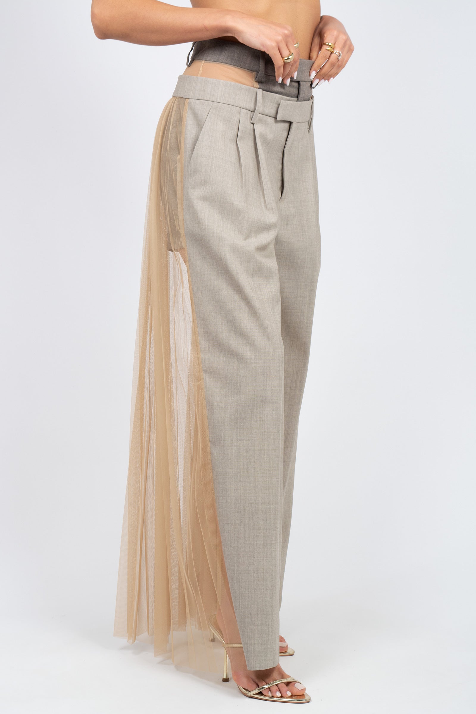 pantalone in fresco lana e tulle plisse 'rick' P6SZ09 W7021 ERIKA CAVALLINI 