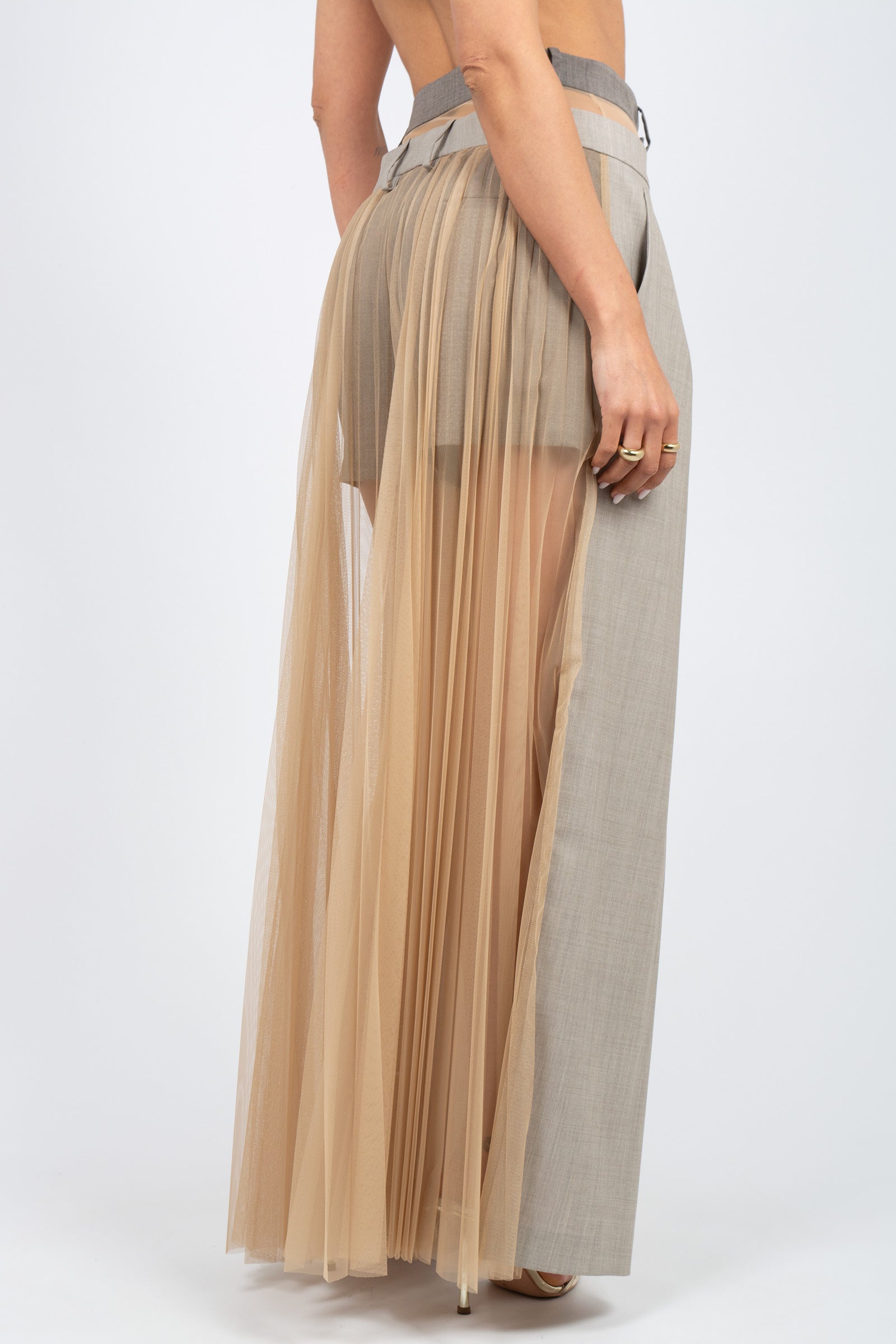 pantalone in fresco lana e tulle plisse 'rick' P6SZ09 W7021 ERIKA CAVALLINI 