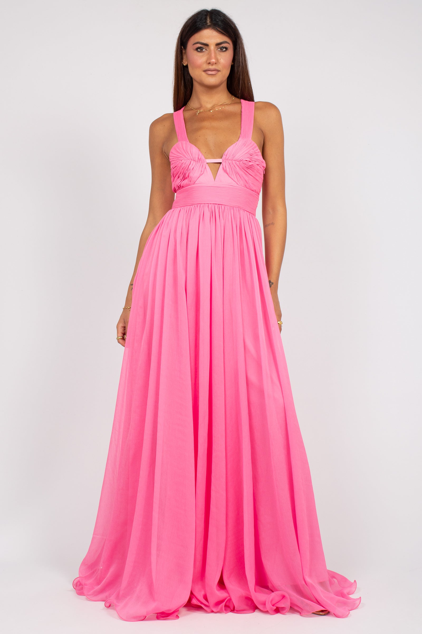 abito lungo in chiffon con drappeggio D48EQ070E6A 00749 ERMANNO - ERMANNO SCERVINO 
