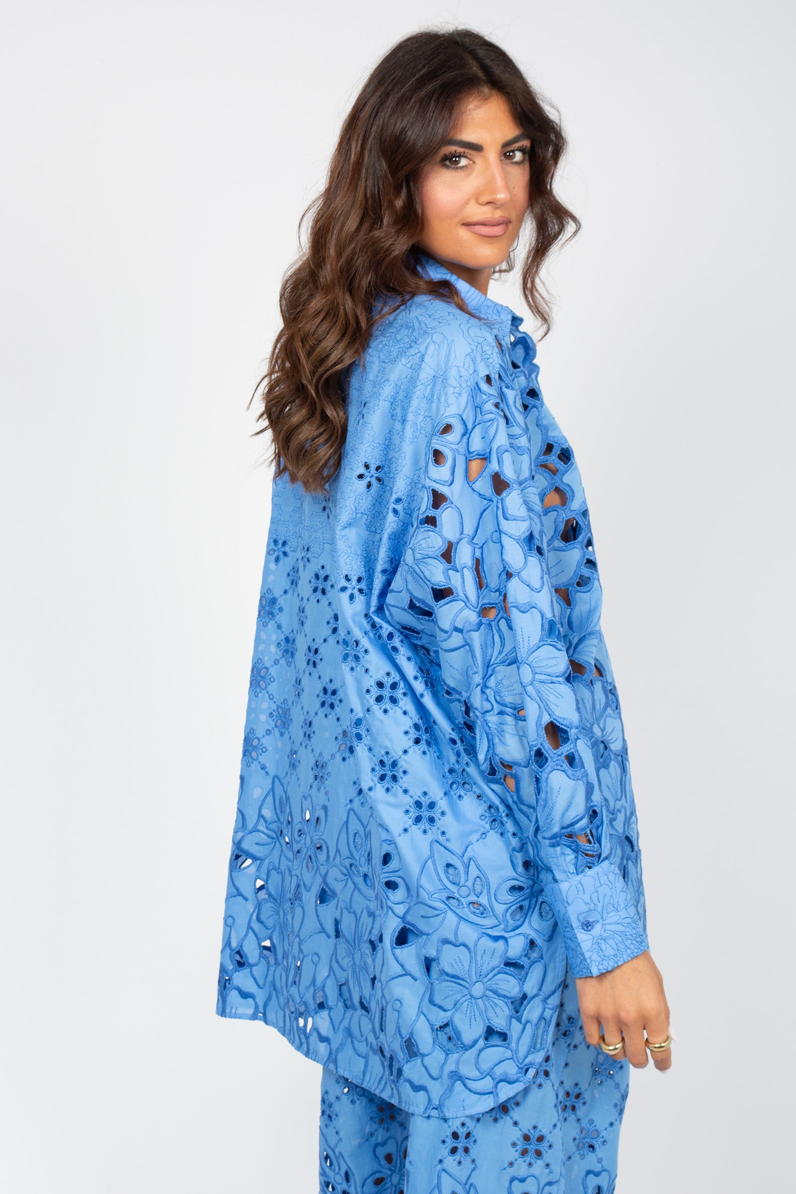 camicia in cotone e macrame D484K605QYD 74037 ERMANNO SCERVINO LIFE 
